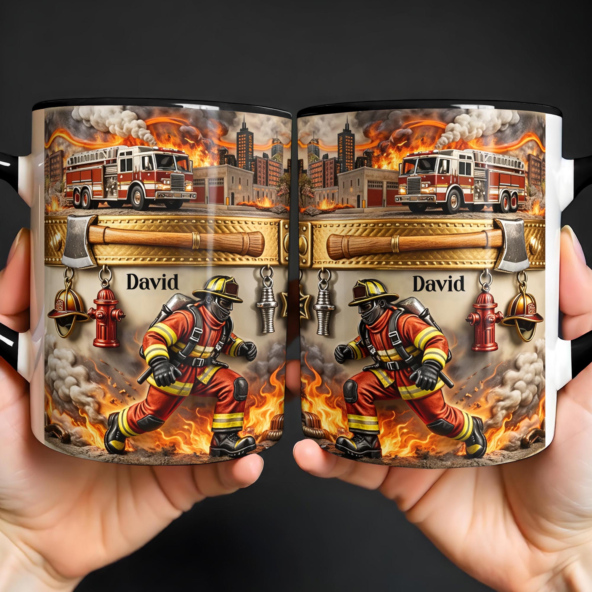 Personalized Firefighter Themed Accent Mug Fireman Coffee Cup Hero Firefighter Gifts - Image 6