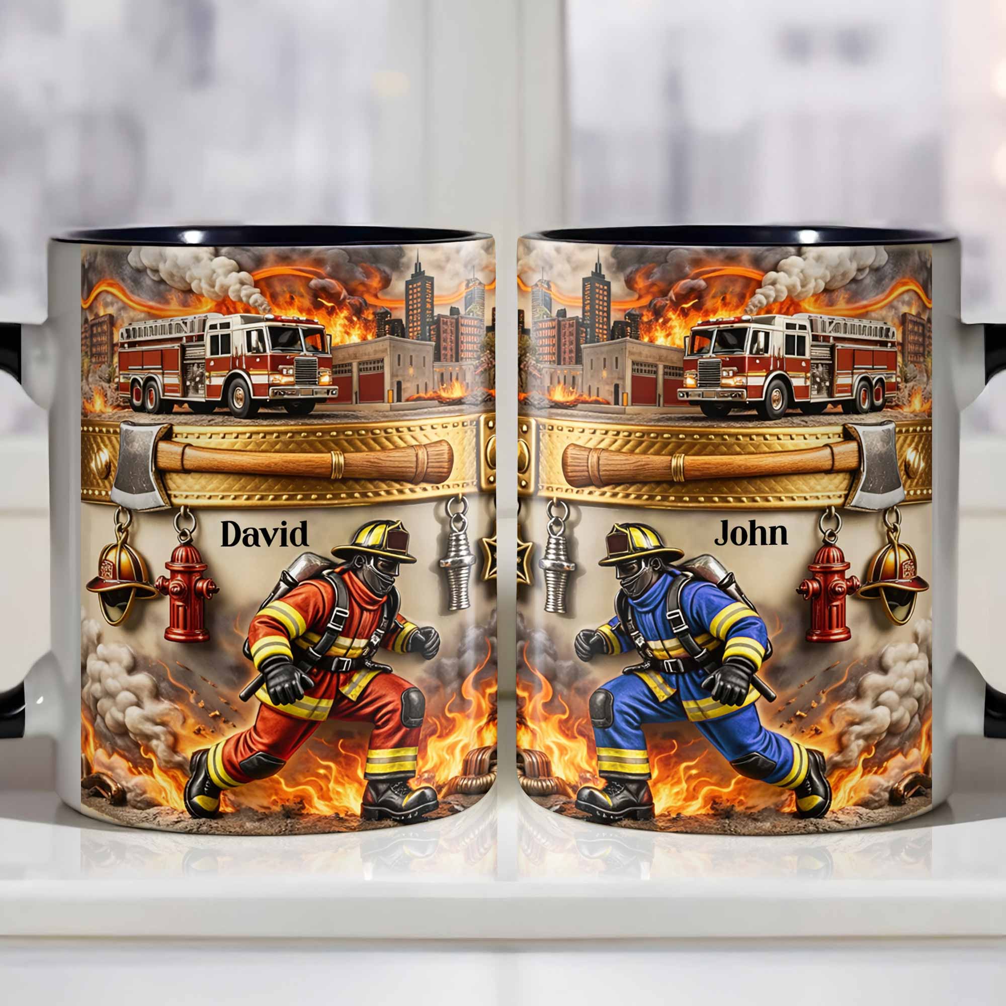 Personalized Firefighter Themed Accent Mug Fireman Coffee Cup Hero Firefighter Gifts - Image 7