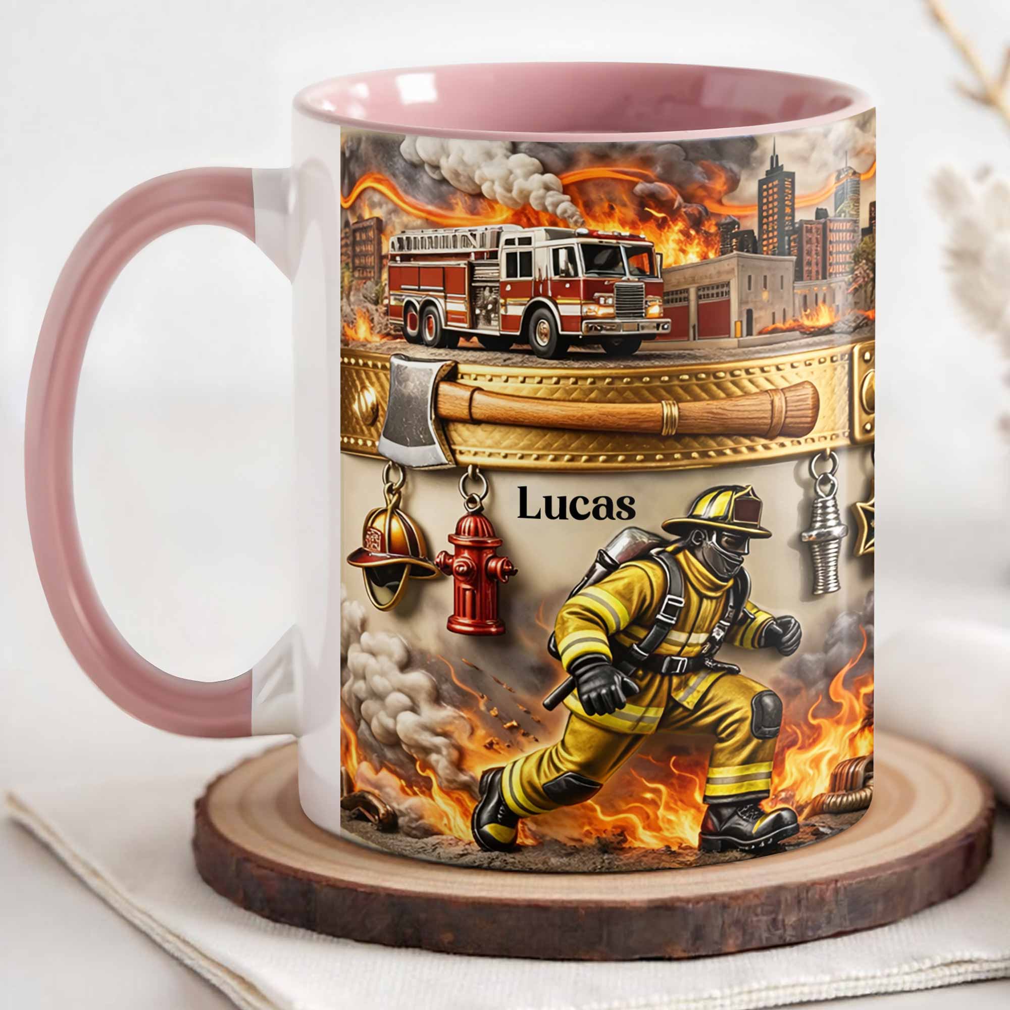 Personalized Firefighter Themed Accent Mug Fireman Coffee Cup Hero Firefighter Gifts - Image 3