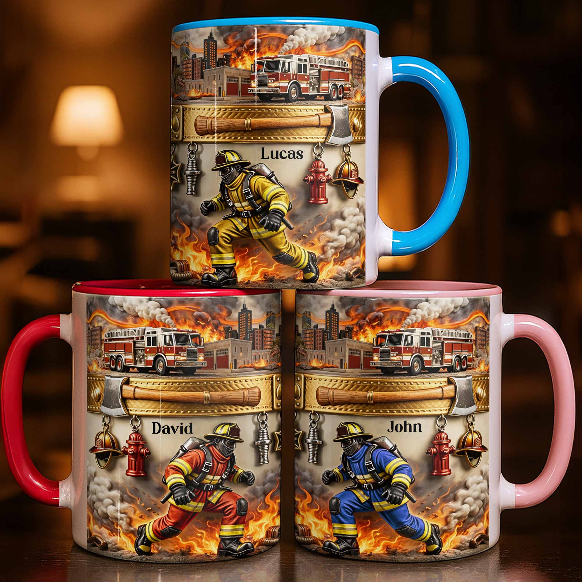 Personalized Firefighter Themed Accent Mug Fireman Coffee Cup Hero Firefighter Gifts - Image 2