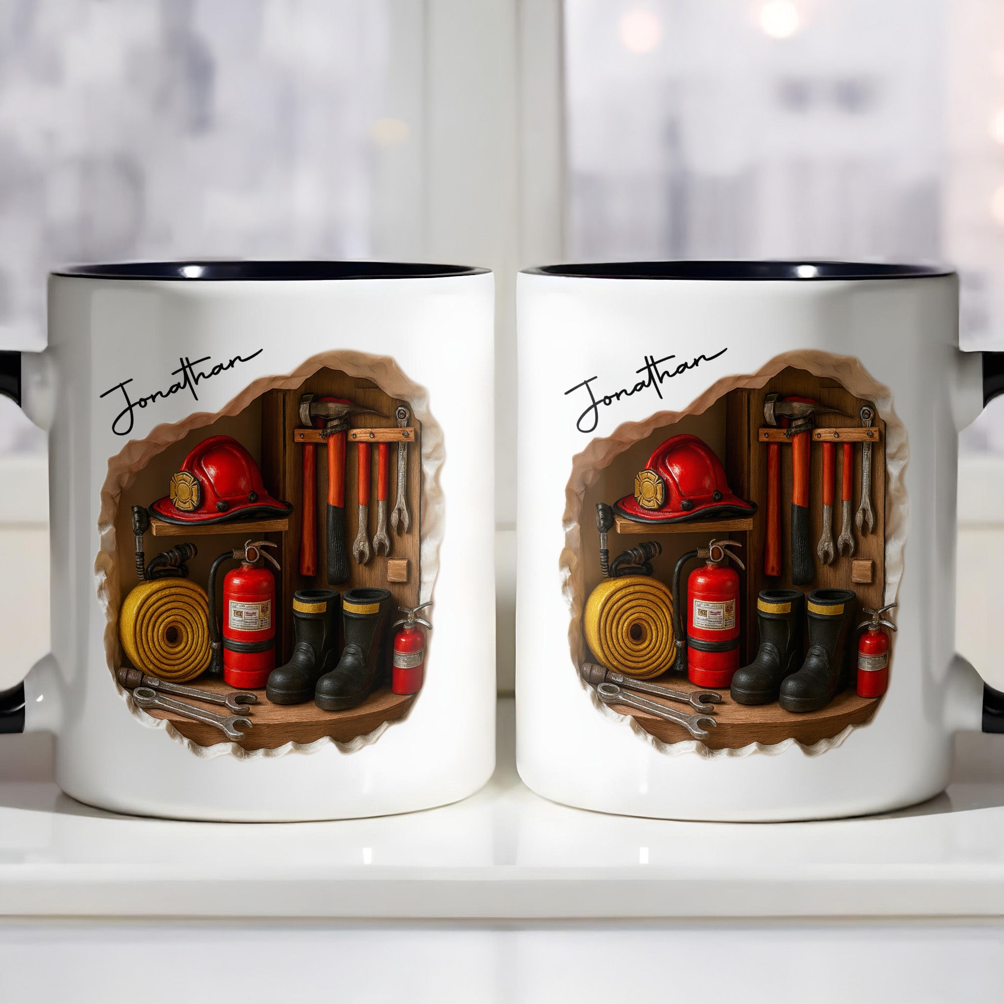 Personalized Firefighting Equipment Tribute Accent Mug Gifts Ideas For Fireman