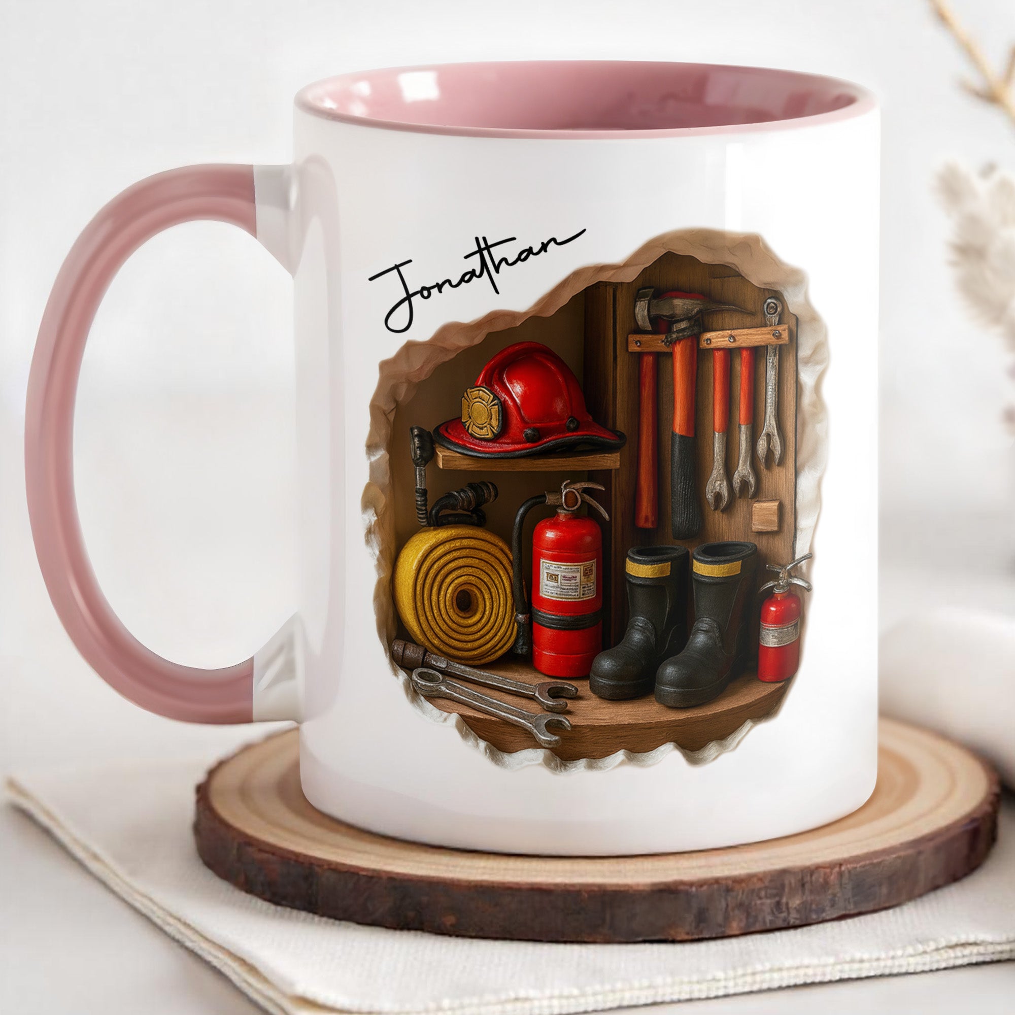 Personalized Firefighting Equipment Tribute Accent Mug Gifts Ideas For Fireman - Image 2