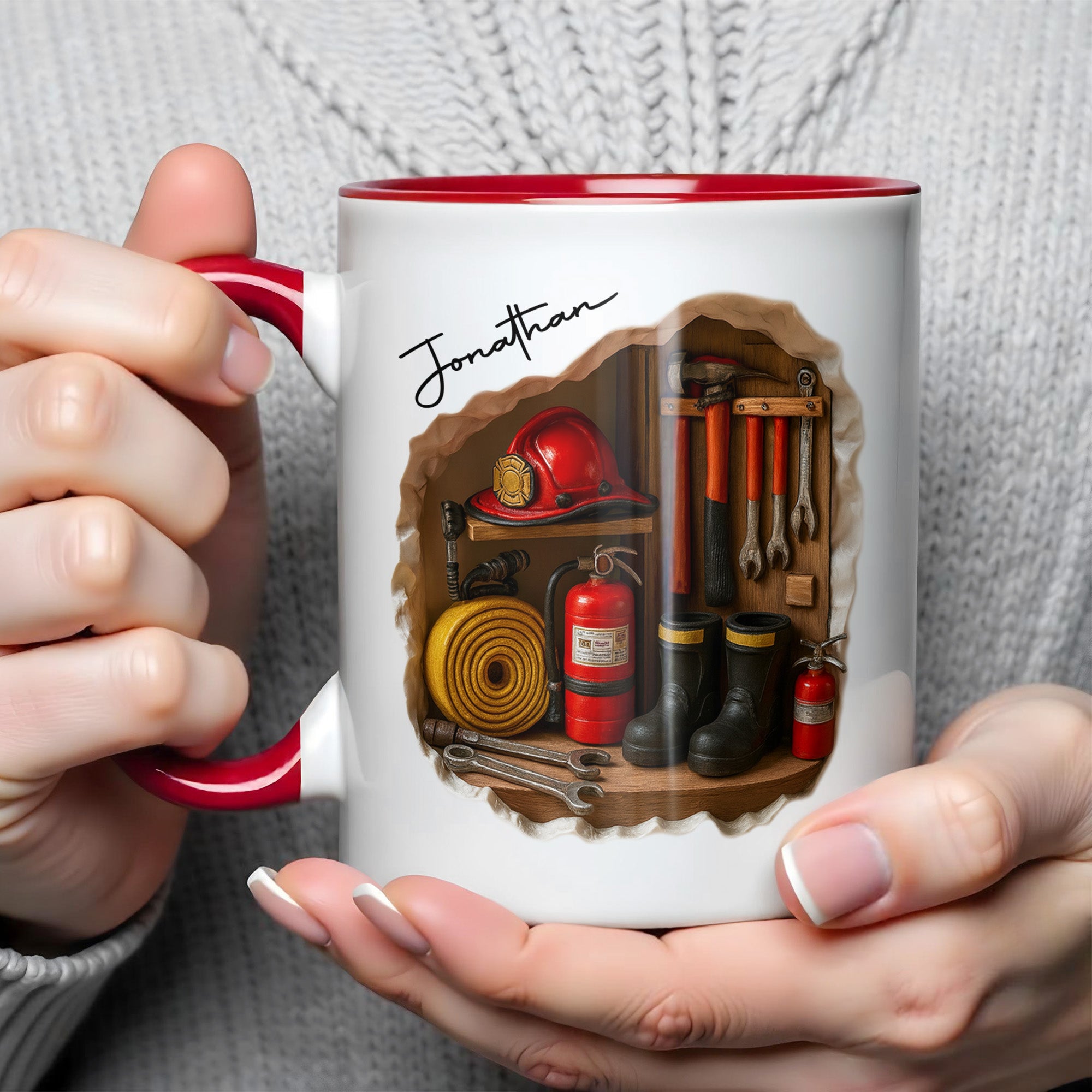Personalized Firefighting Equipment Tribute Accent Mug Gifts Ideas For Fireman - Image 3