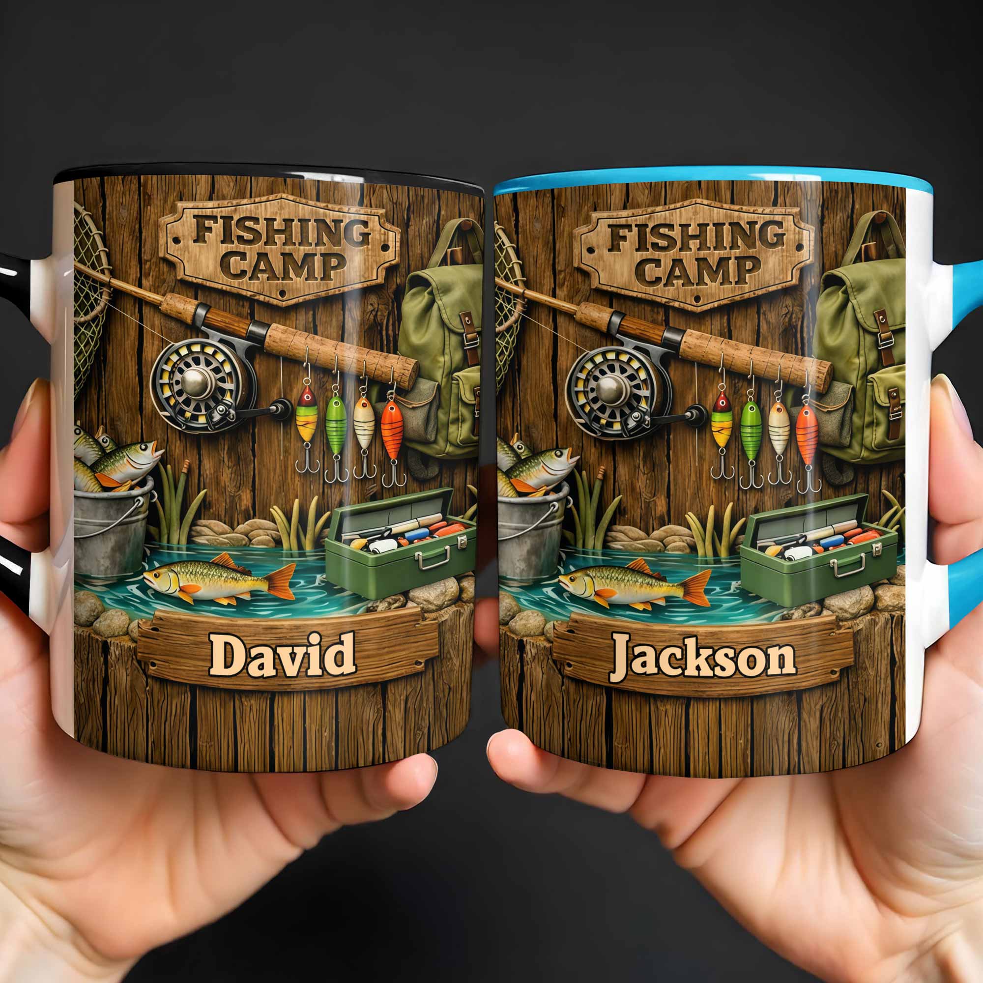 Personalized Fishing Camp Gear With Fishing Rod And Fish Accent Mug Gifts For Fisherman - Image 6