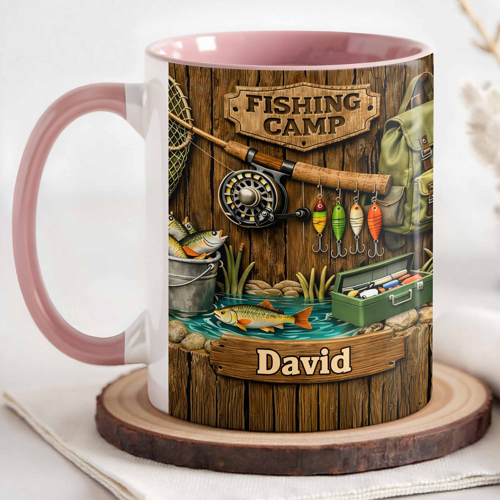 Personalized Fishing Camp Gear With Fishing Rod And Fish Accent Mug Gifts For Fisherman - Image 4