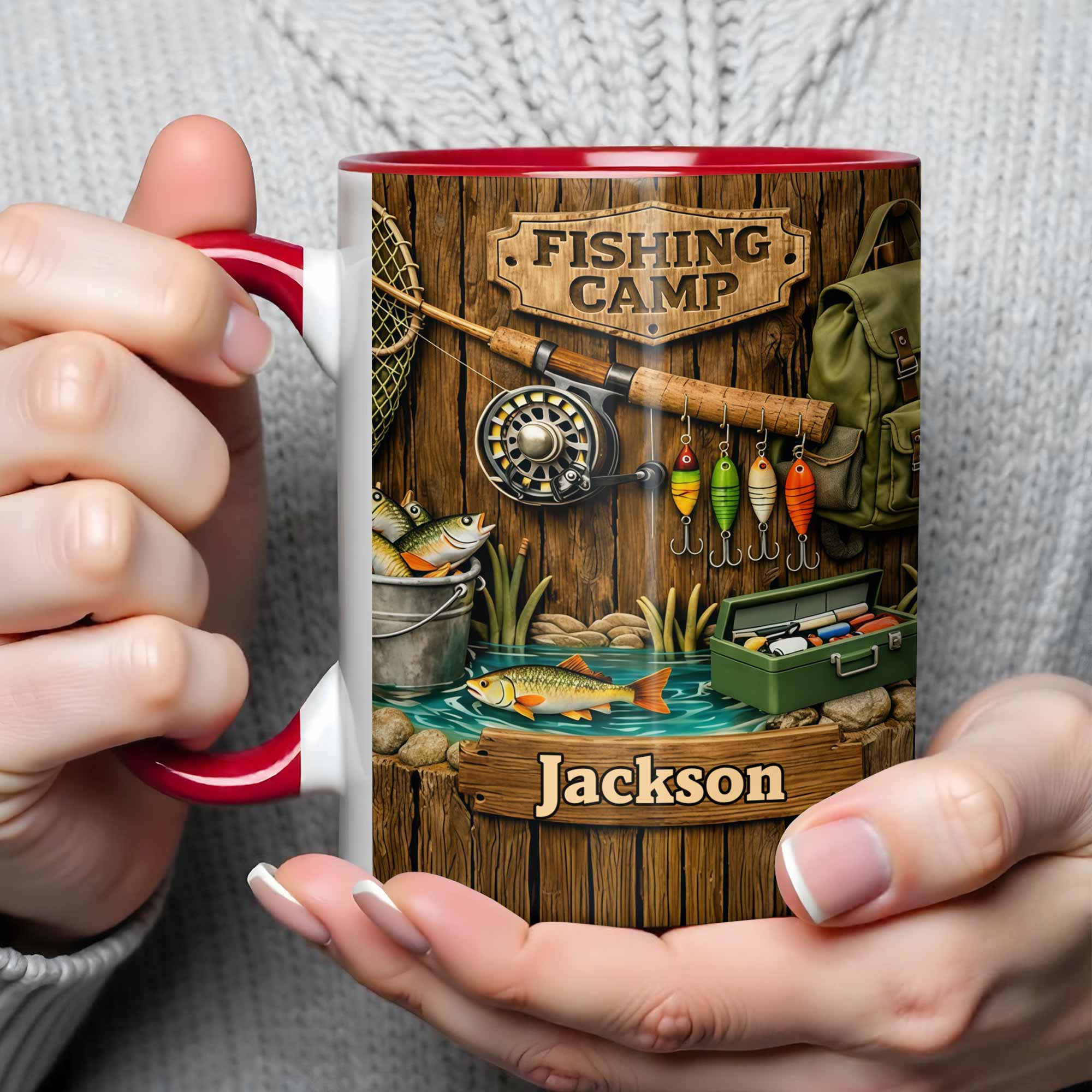 Personalized Fishing Camp Gear With Fishing Rod And Fish Accent Mug Gifts For Fisherman - Image 5
