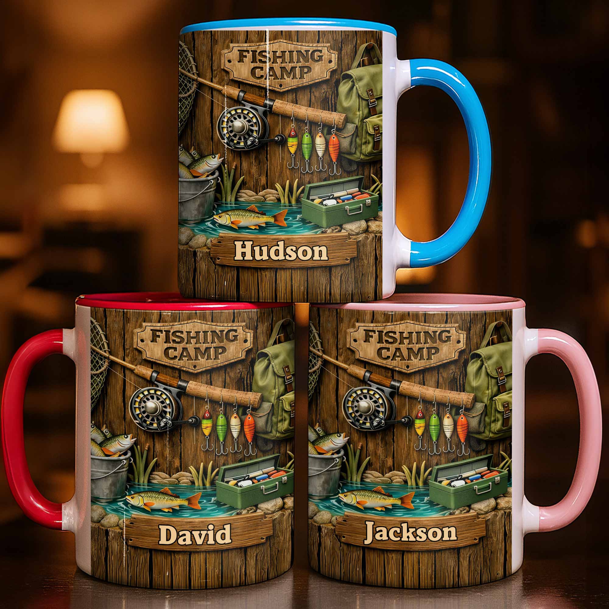 Personalized Fishing Camp Gear With Fishing Rod And Fish Accent Mug Gifts For Fisherman - Image 3