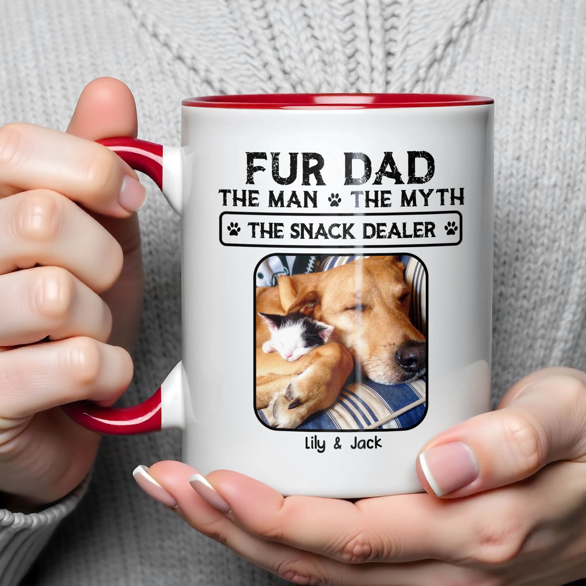 Personalized Fur Dad The Man The Myth The Snack Dealer Accent Mug Gifts For Animal Lovers - Image 3