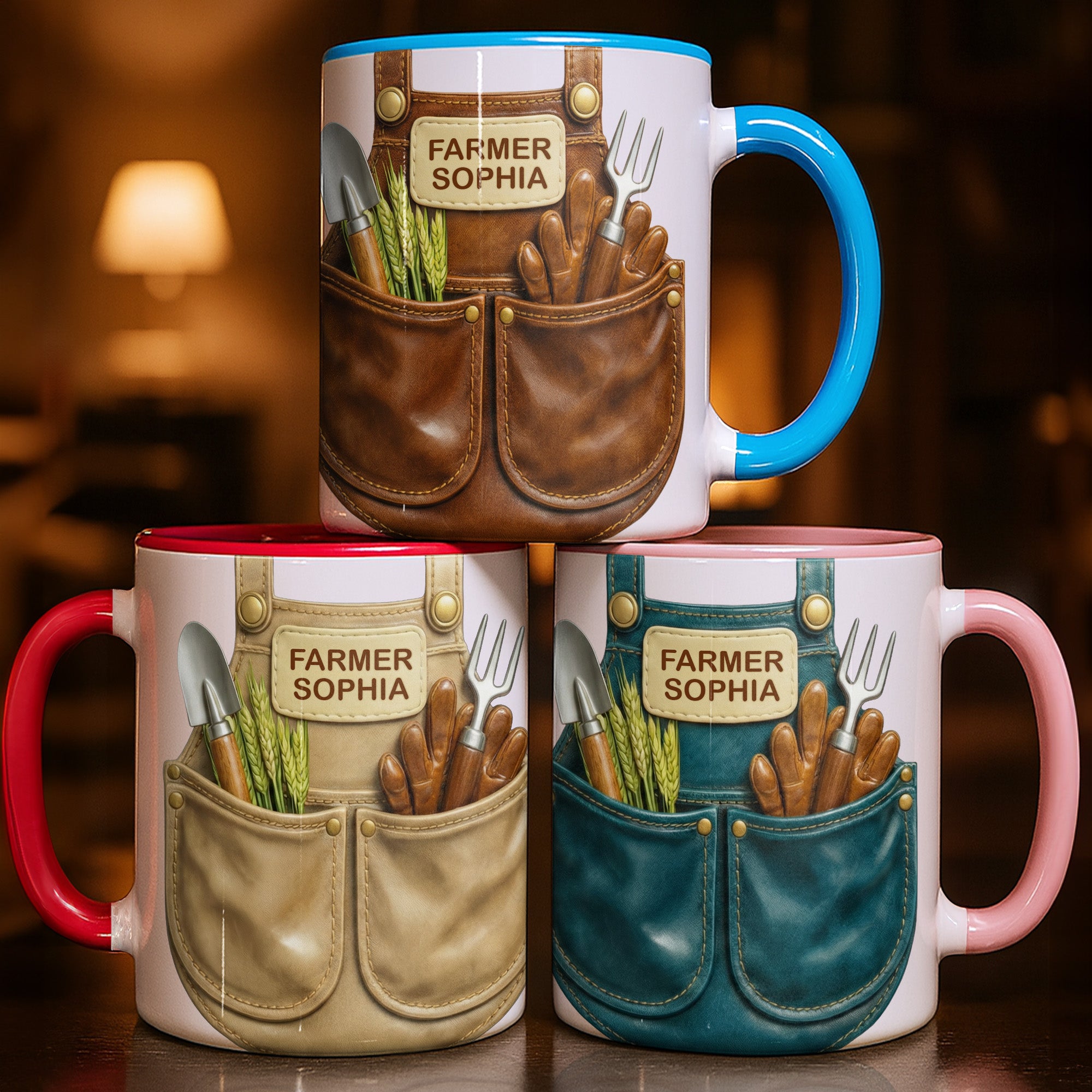 Personalized Gardening Tools Design Accent Mug With Custom Name Gifts For Farmers - Image 2