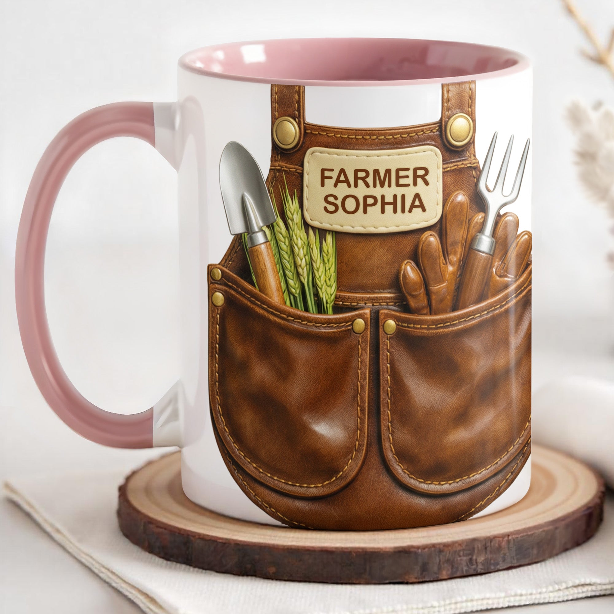 Personalized Gardening Tools Design Accent Mug With Custom Name Gifts For Farmers - Image 3