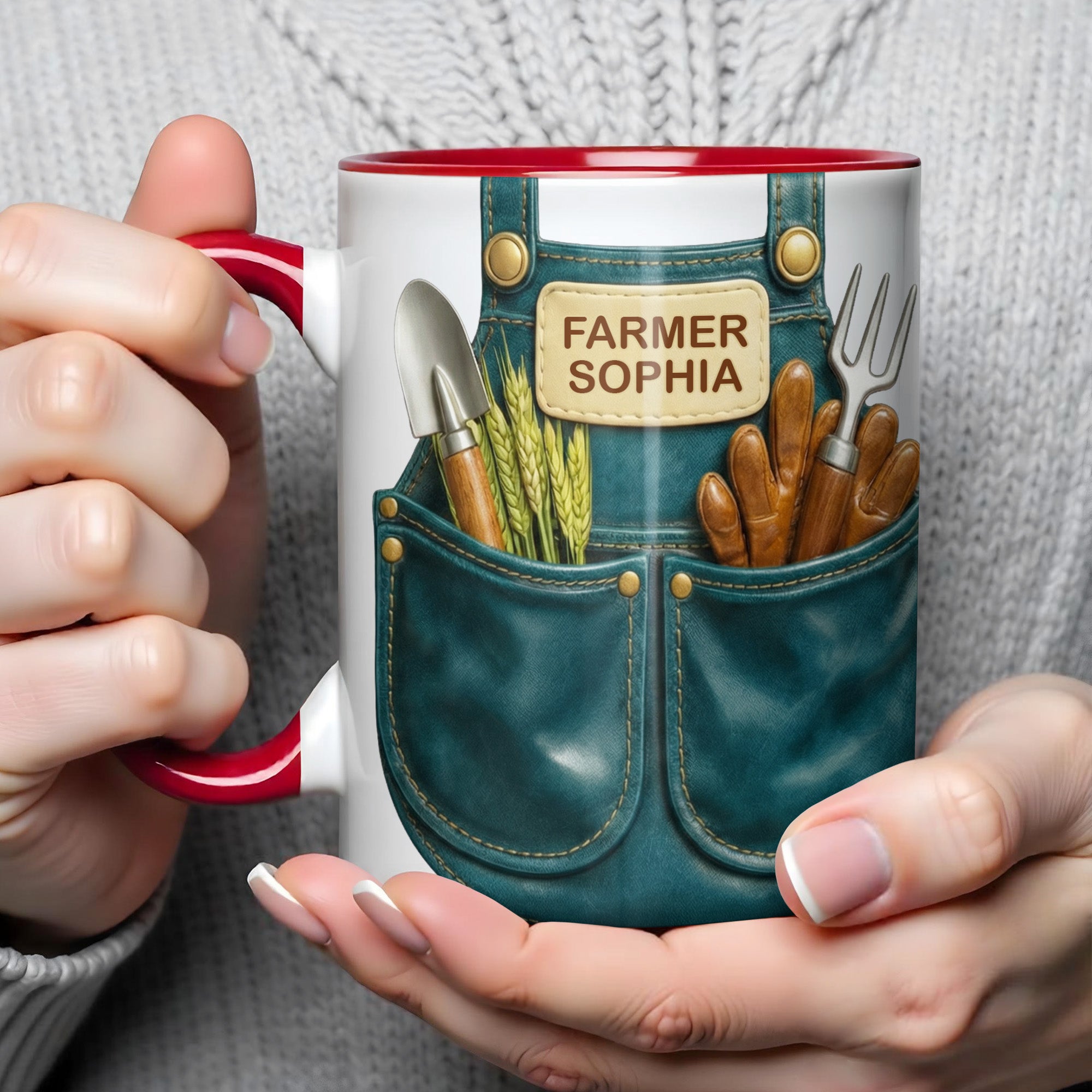 Personalized Gardening Tools Design Accent Mug With Custom Name Gifts For Farmers - Image 4