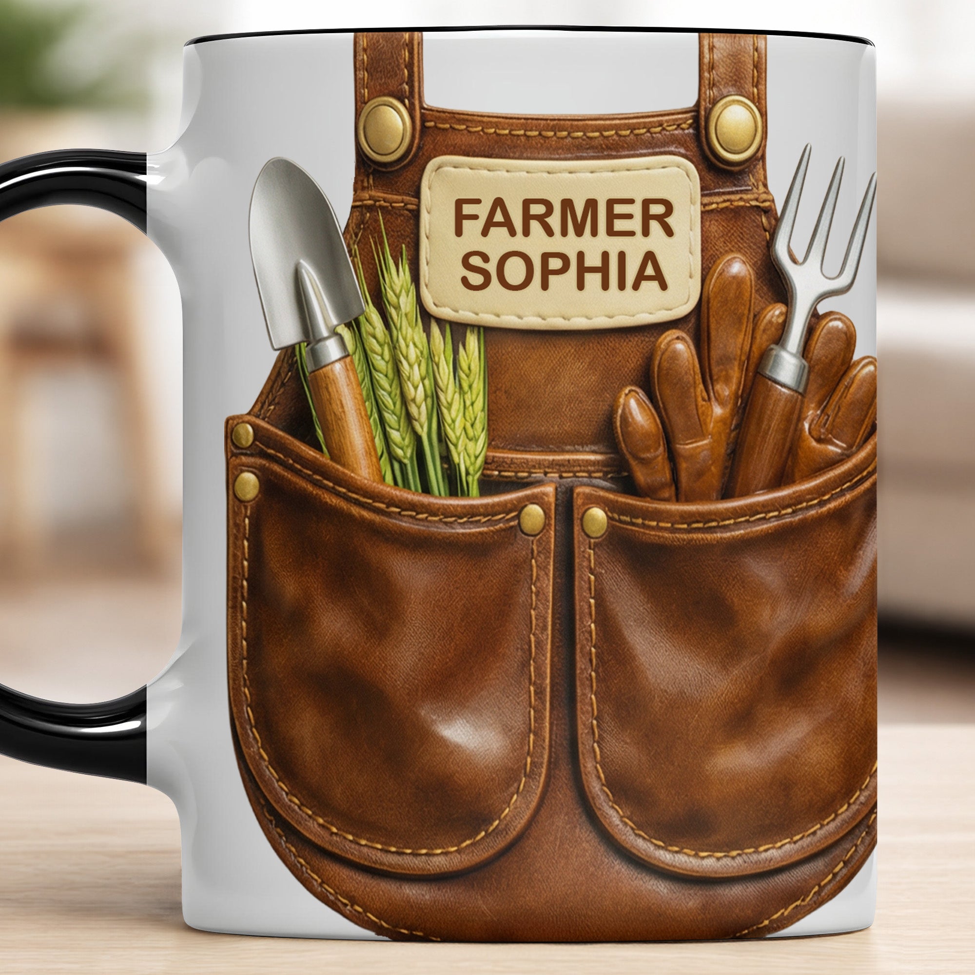 Personalized Gardening Tools Design Accent Mug With Custom Name Gifts For Farmers