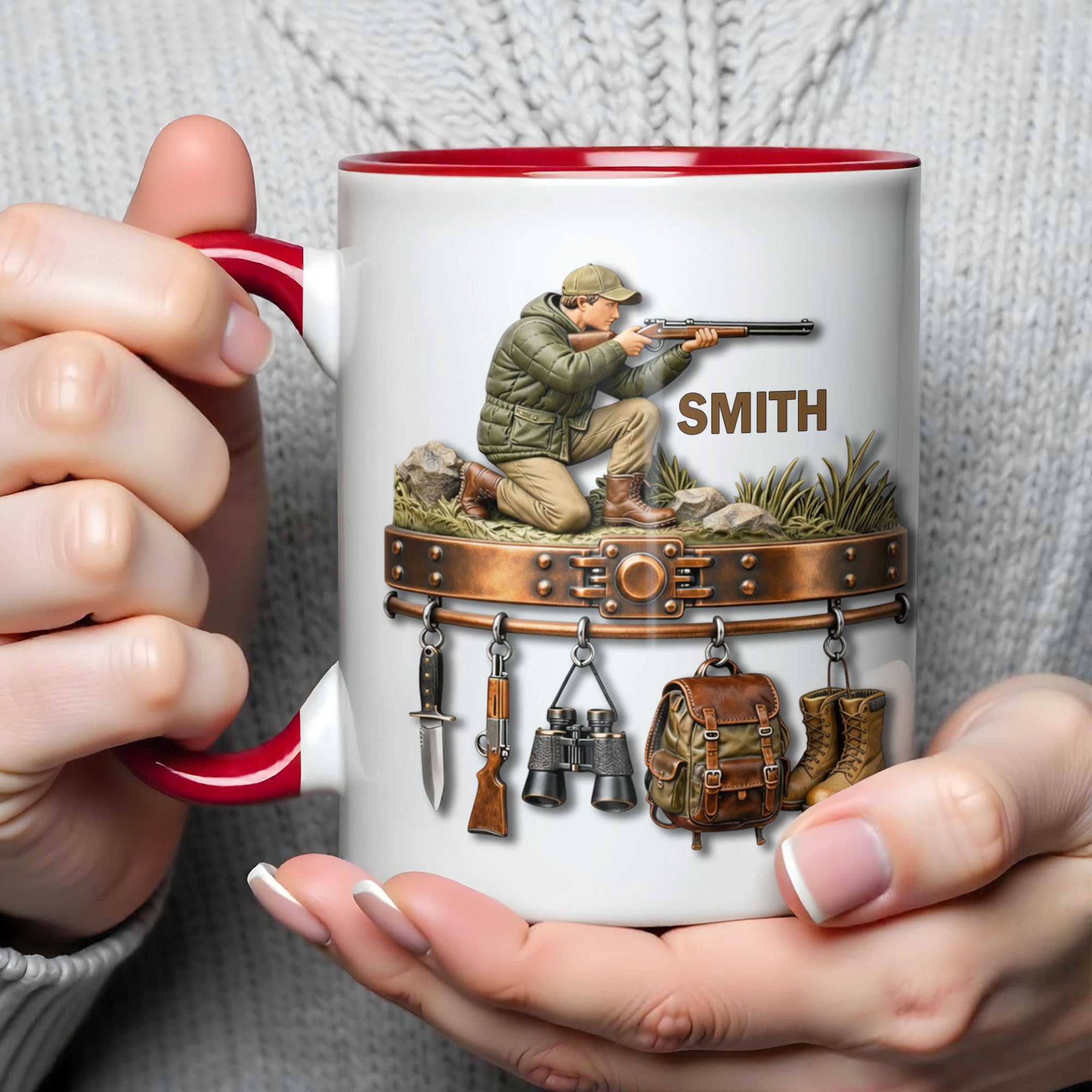 Personalized Gear Rack Rifle Binoculars And Backpack Accent Mug Gifts For Hunters - Image 4