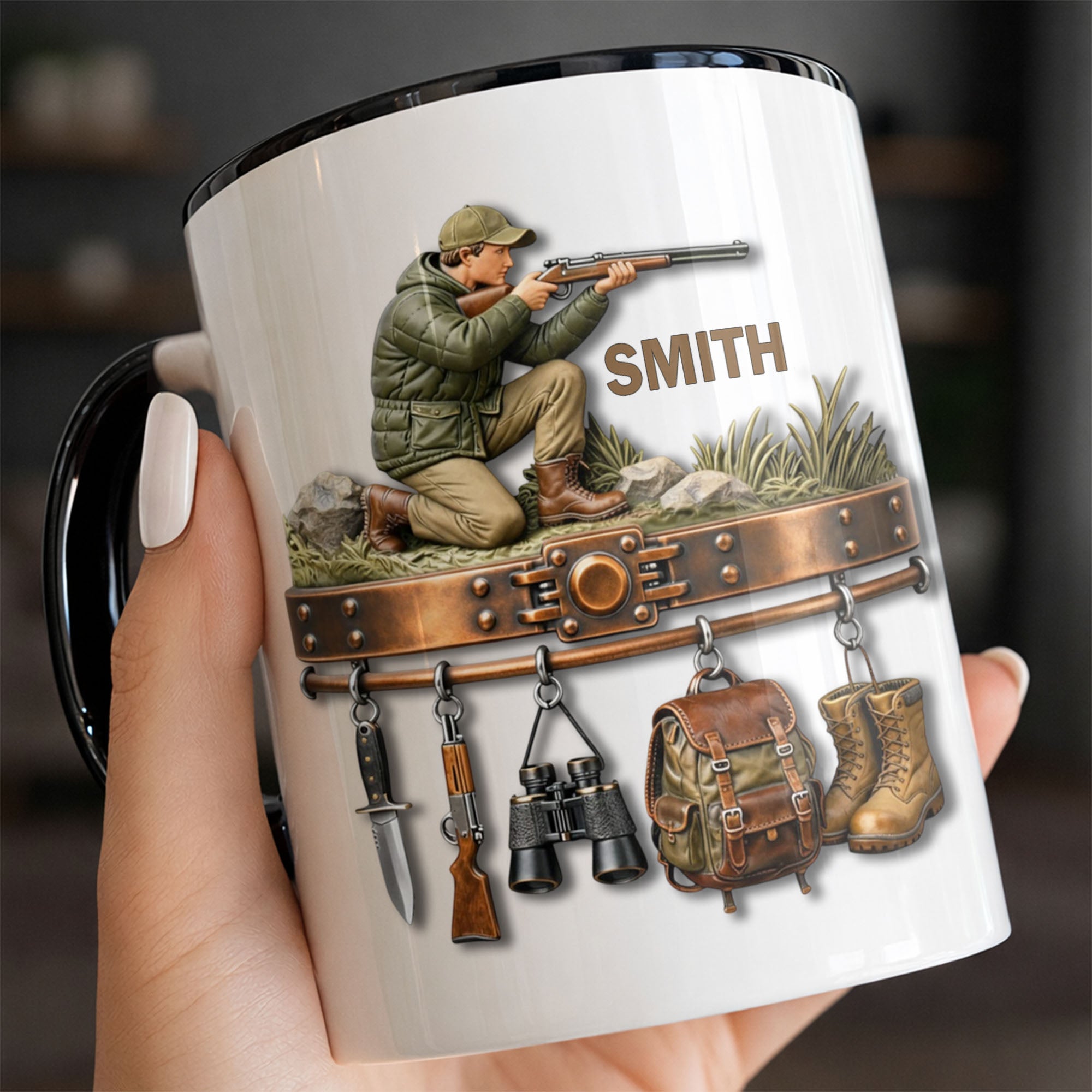 Personalized Gear Rack Rifle Binoculars And Backpack Accent Mug Gifts For Hunters - Image 7