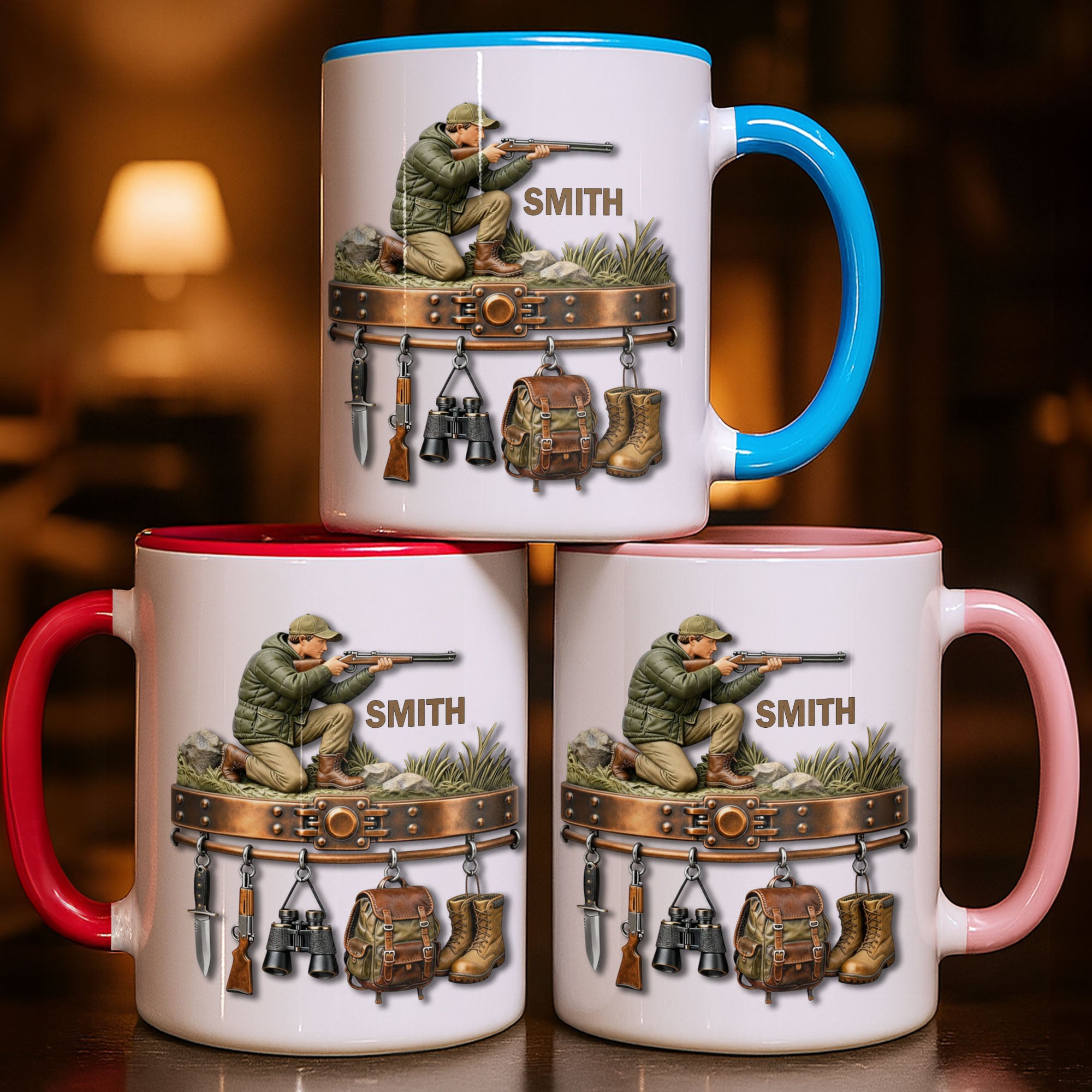 Personalized Gear Rack Rifle Binoculars And Backpack Accent Mug Gifts For Hunters - Image 2