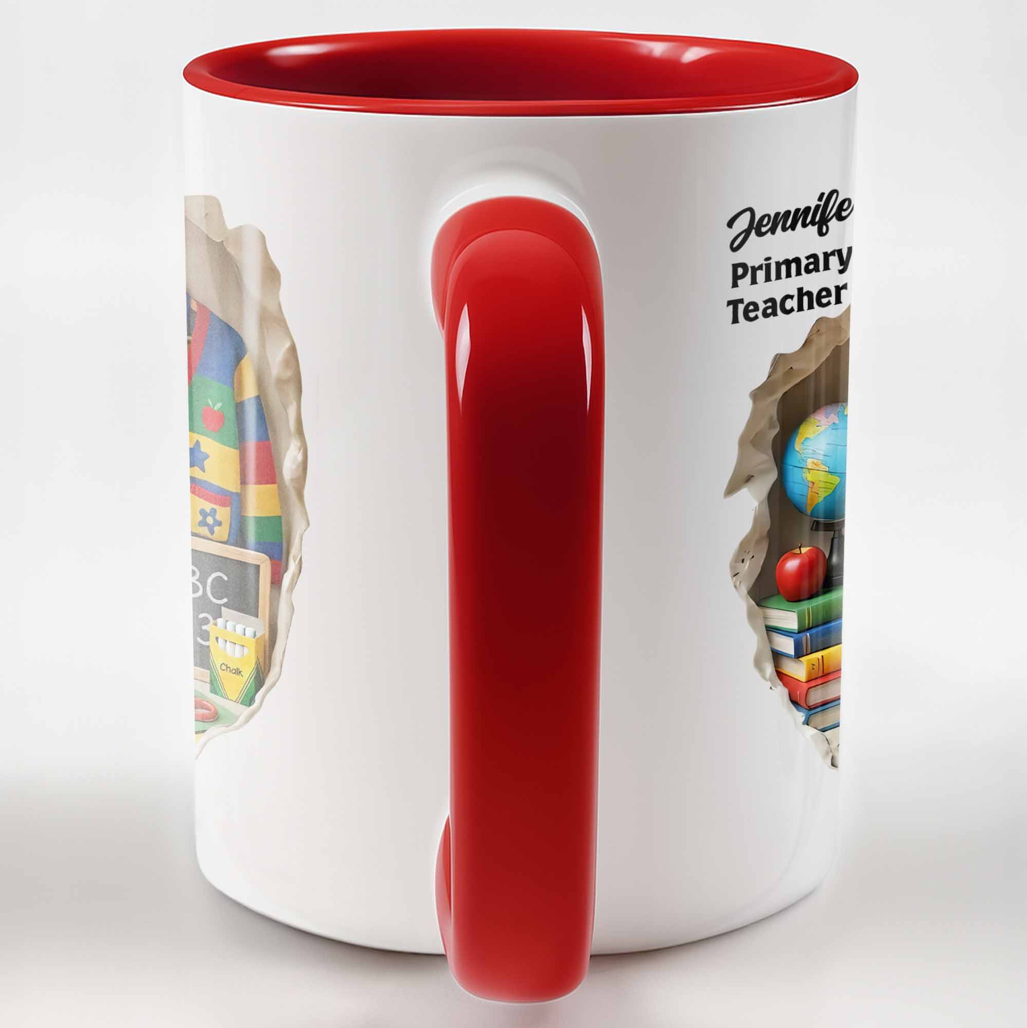Personalized Globe And School Supplies Accent Mug Gifts For My Favorite Teacher - Image 6