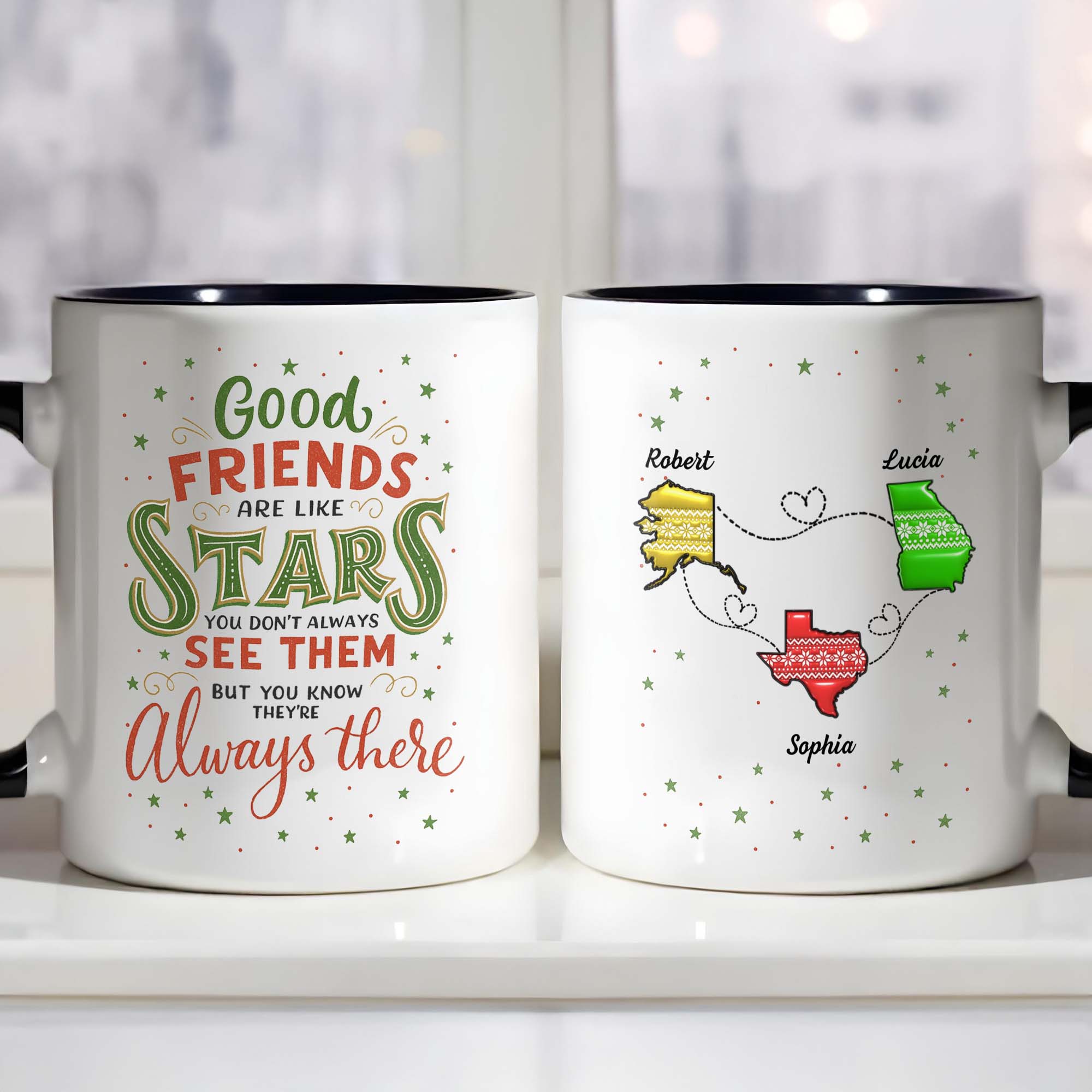 Personalized Good Friends Are Like Stars Accent Mug Best Gifts For Besties