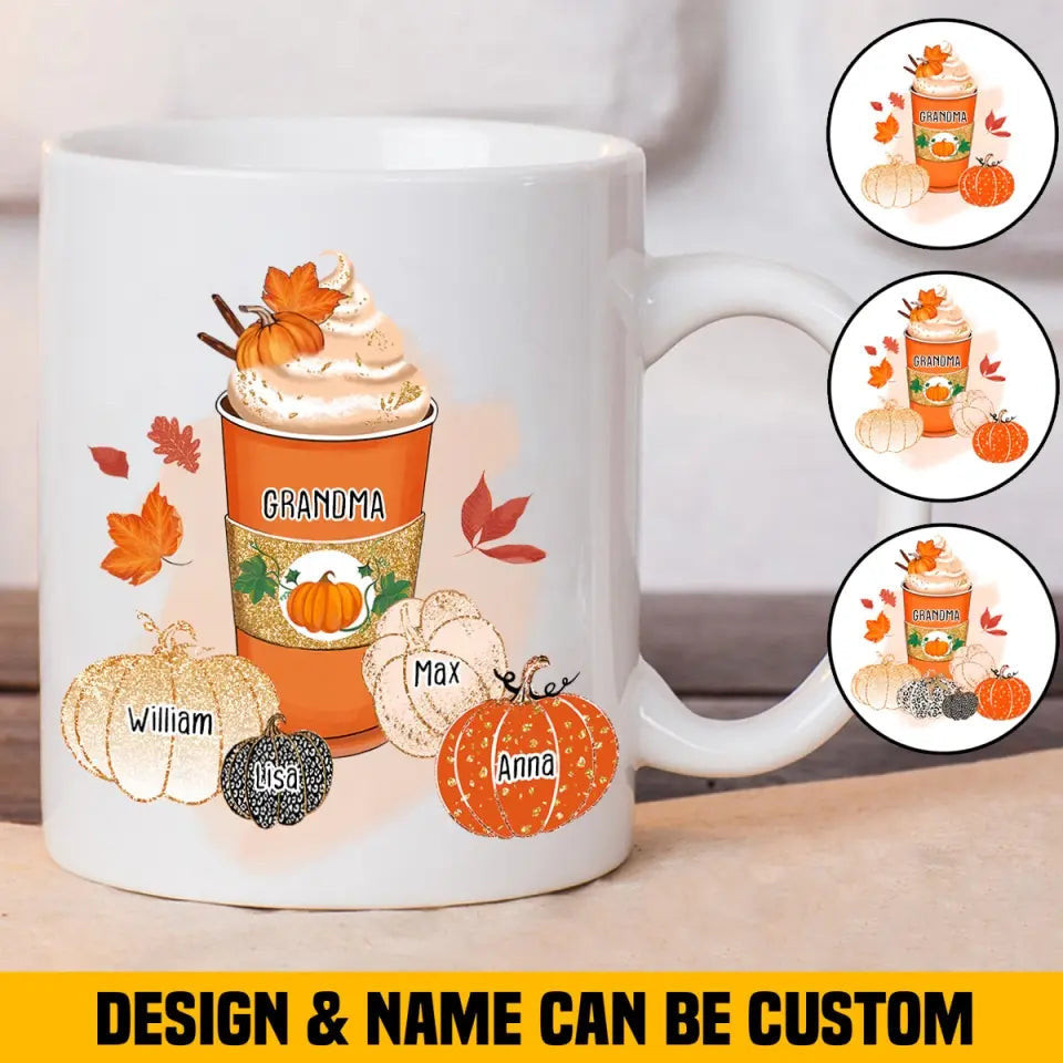 Personalized Grandma Aunt Mom Fall Seasom Latte Coffee Pumkin Gift White Mug Good Mothers Day Gifts