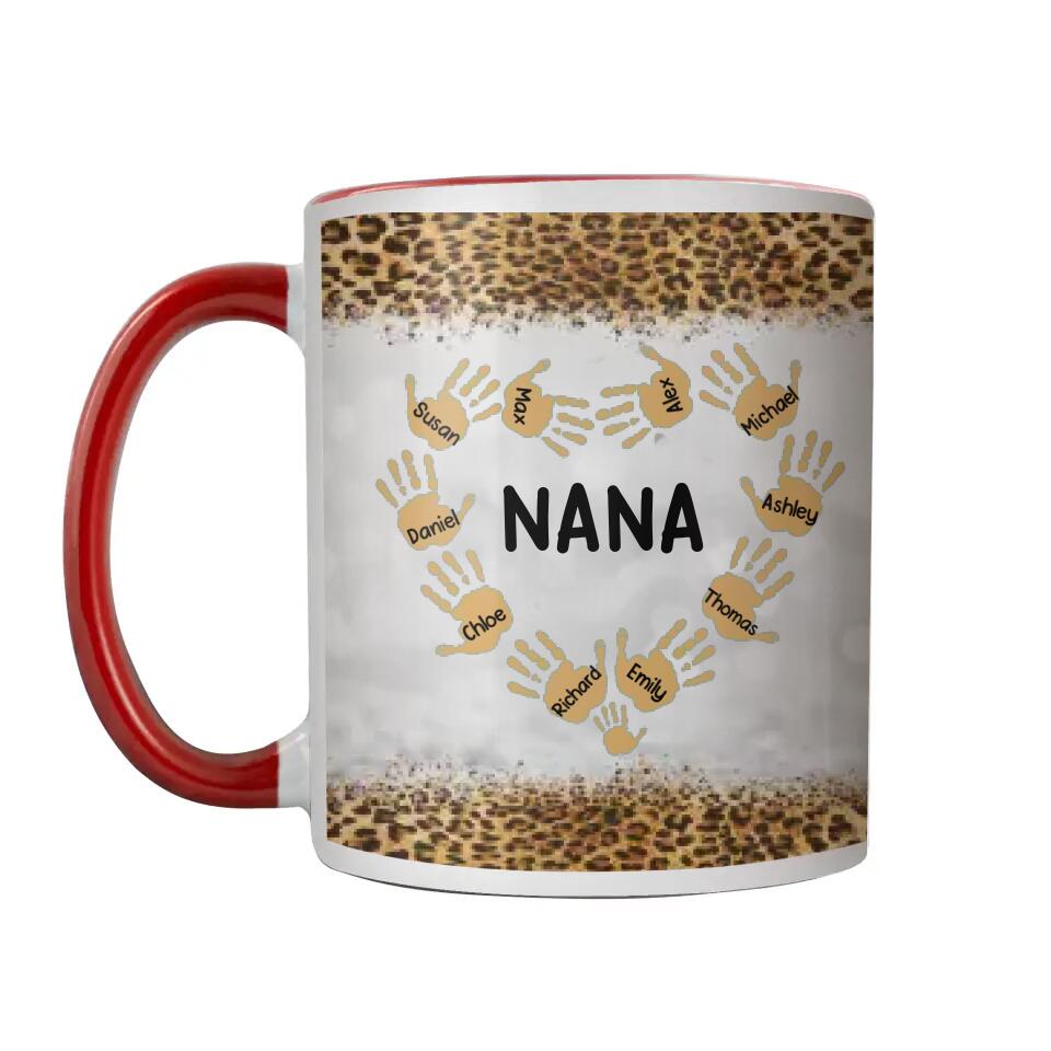 Personalized Grandma Aunt Mommy Kid Name Heart Hand Accent Mug Unique Mother's Day Gifts - Image 2