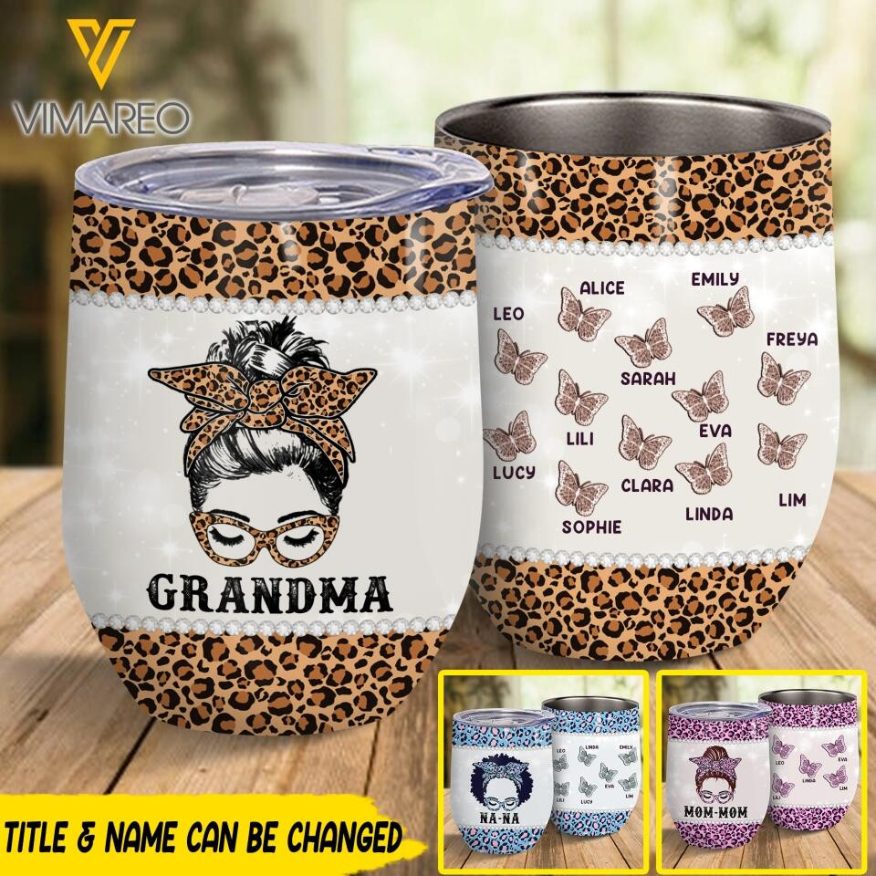 Personalized Grandma Leopard Wine Tumbler Printed 22FEB-LN28 - Image 2