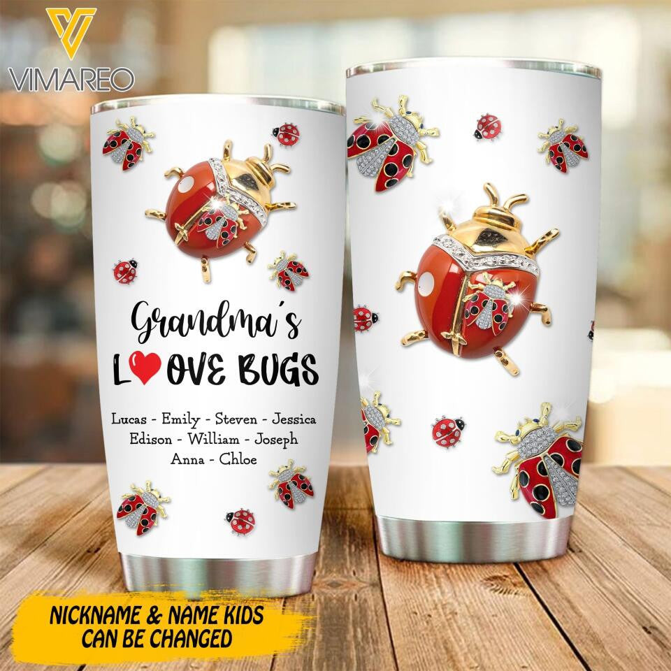 Personalized Grandma Loves Bugs Kid Name Tumbler Mothers Day Gift For Friends - Image 2