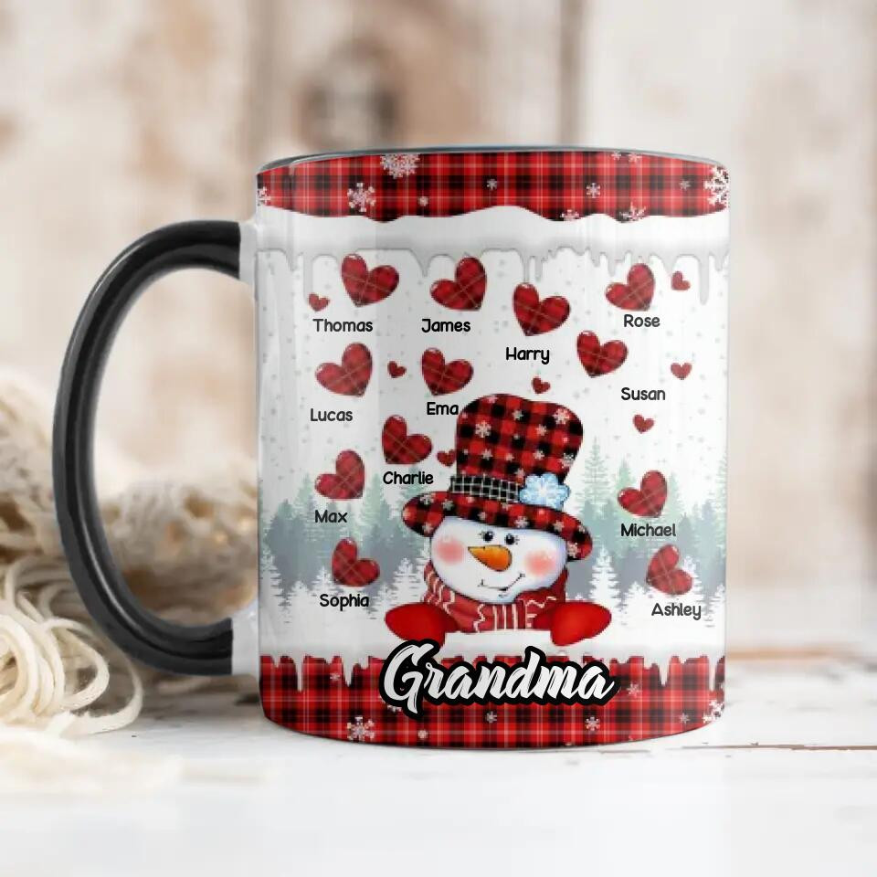 Personalized Grandma Snowman Kid Name Heart Caro Printed Accent Mug 22NOV-DT17 - Image 8