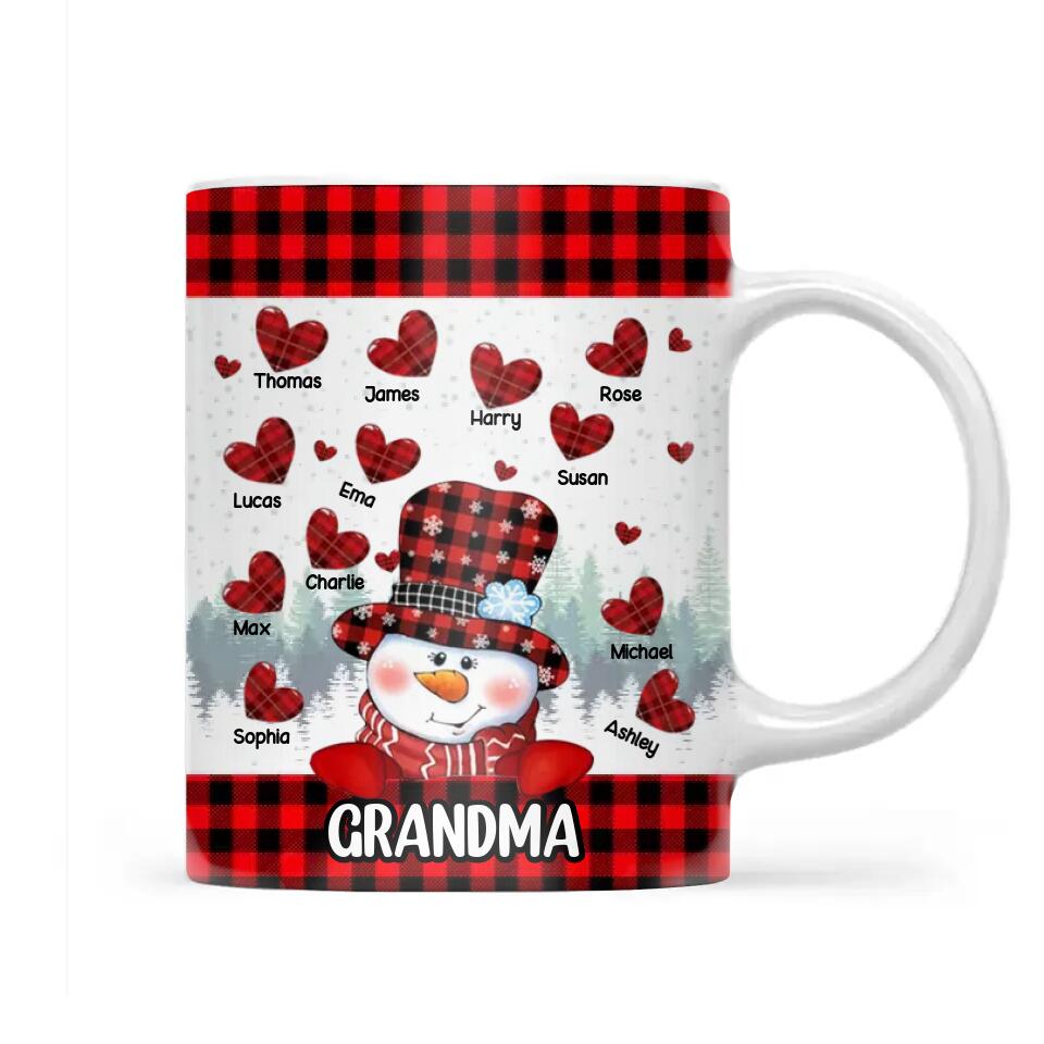 Personalized Grandma Snowman Kid Name Heart Caromug Great Mother's Day Gifts For Mom - Image 2