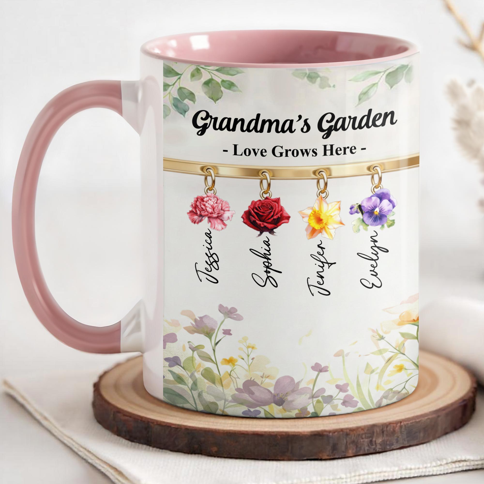 Personalized Grandma's Garden Love Grows Here Flowers Accent Mug Gifts For Grandma - Image 4