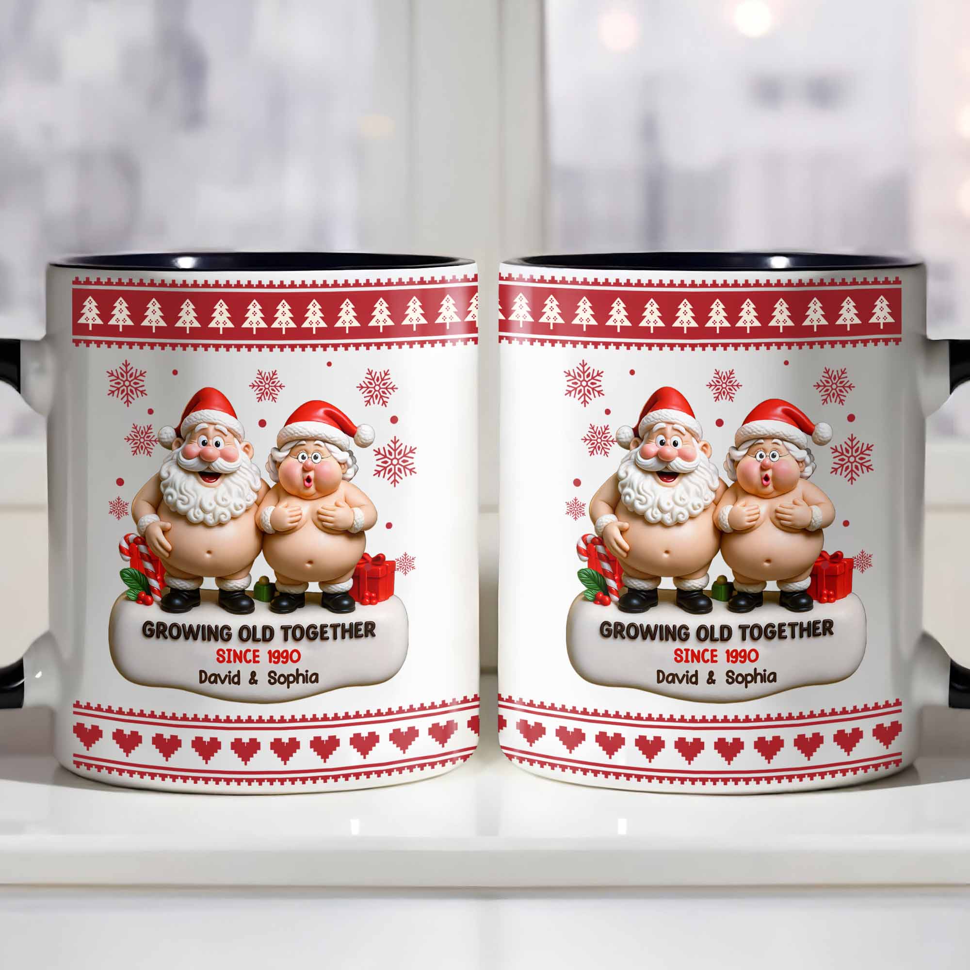 Personalized Growing Old Together Accent Mug Christmas Themed Coffee Cup Couples Gifts