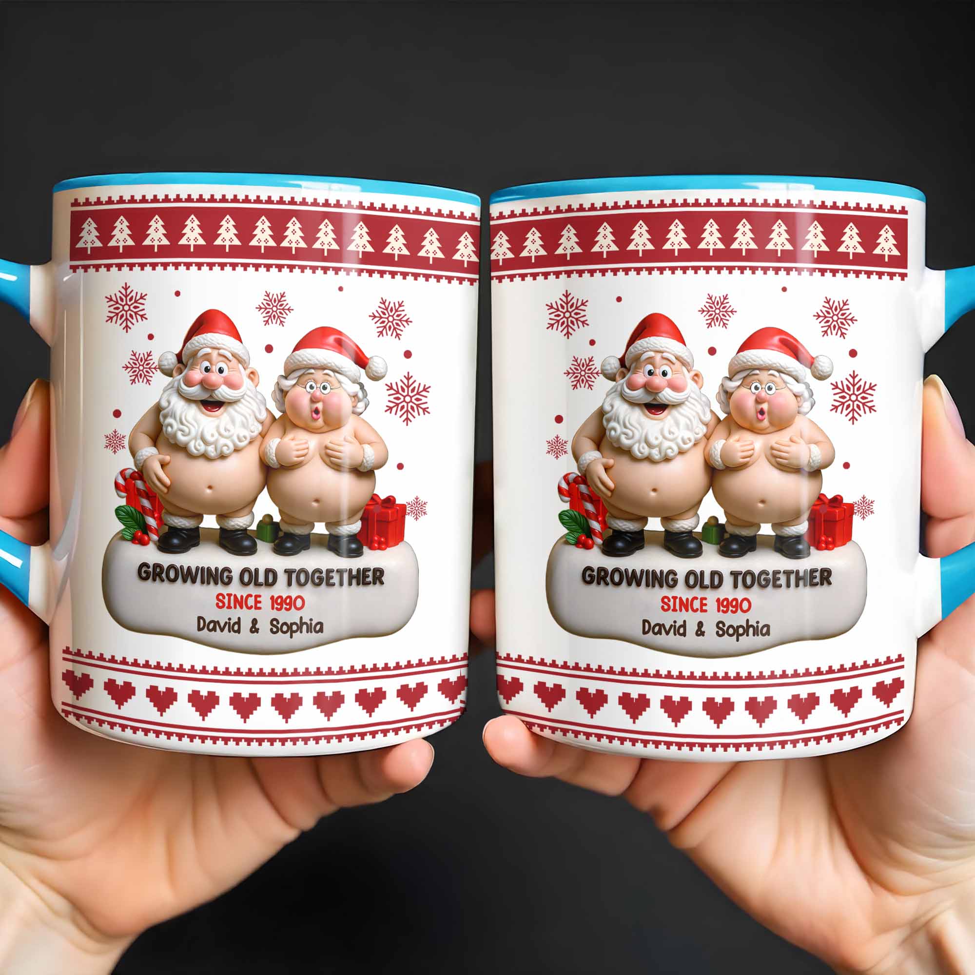 Personalized Growing Old Together Accent Mug Christmas Themed Coffee Cup Couples Gifts - Image 2
