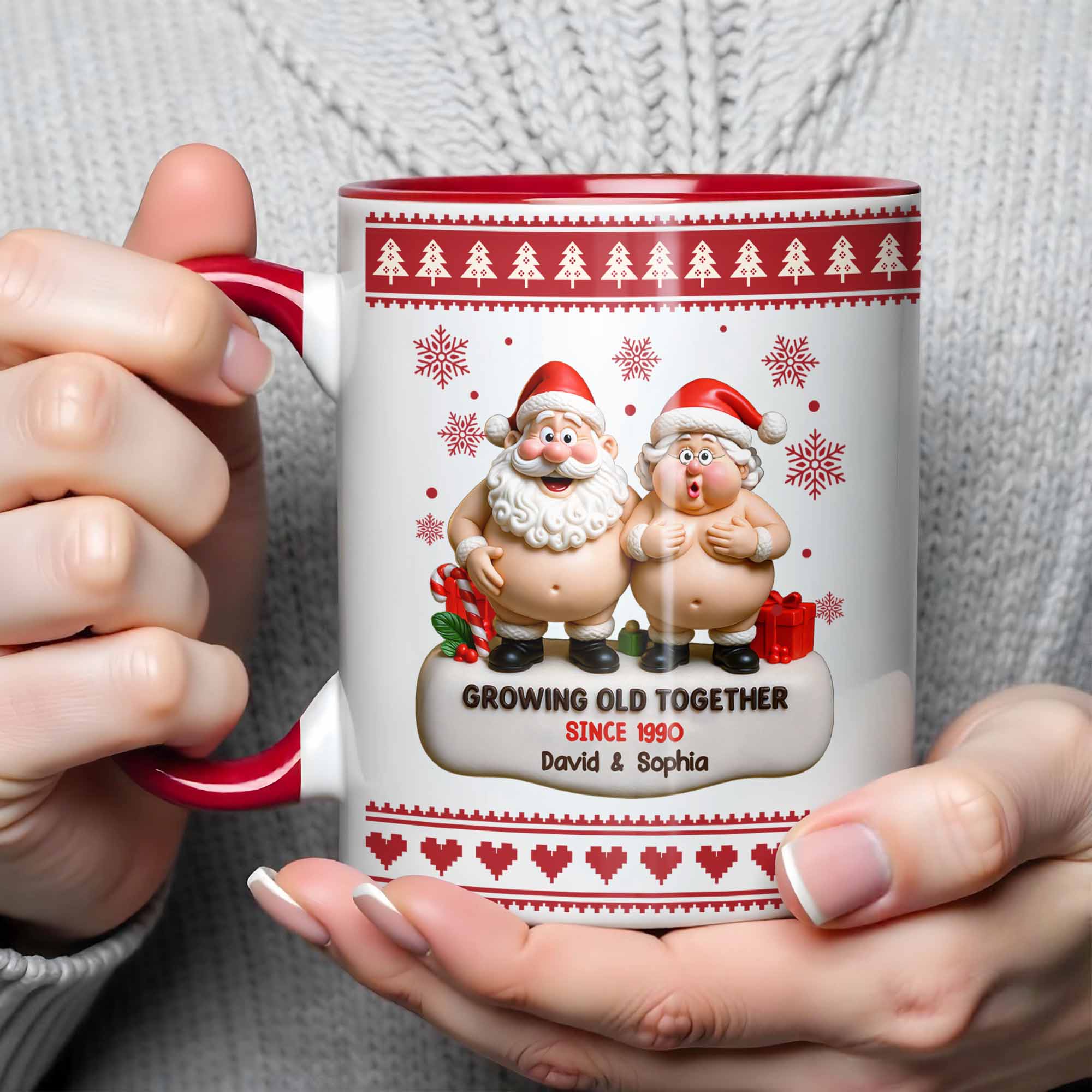 Personalized Growing Old Together Accent Mug Christmas Themed Coffee Cup Couples Gifts - Image 4