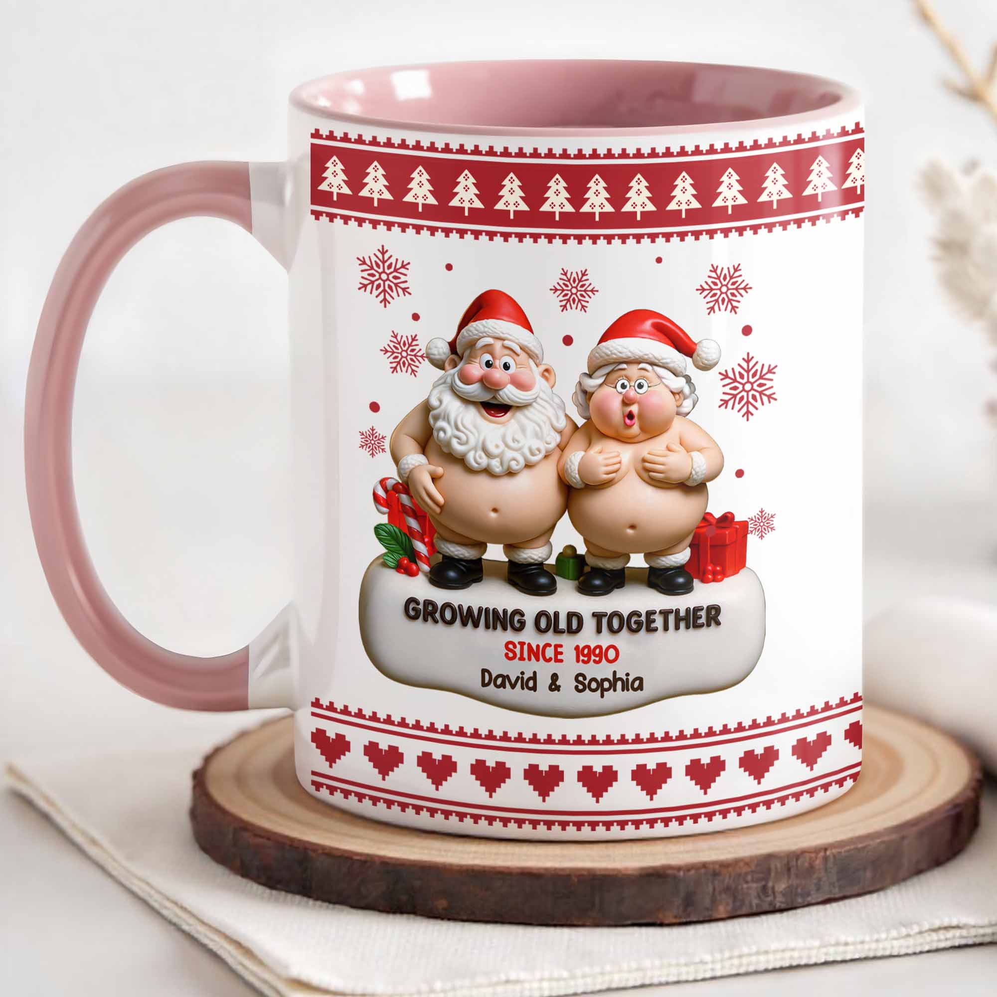 Personalized Growing Old Together Accent Mug Christmas Themed Coffee Cup Couples Gifts - Image 3