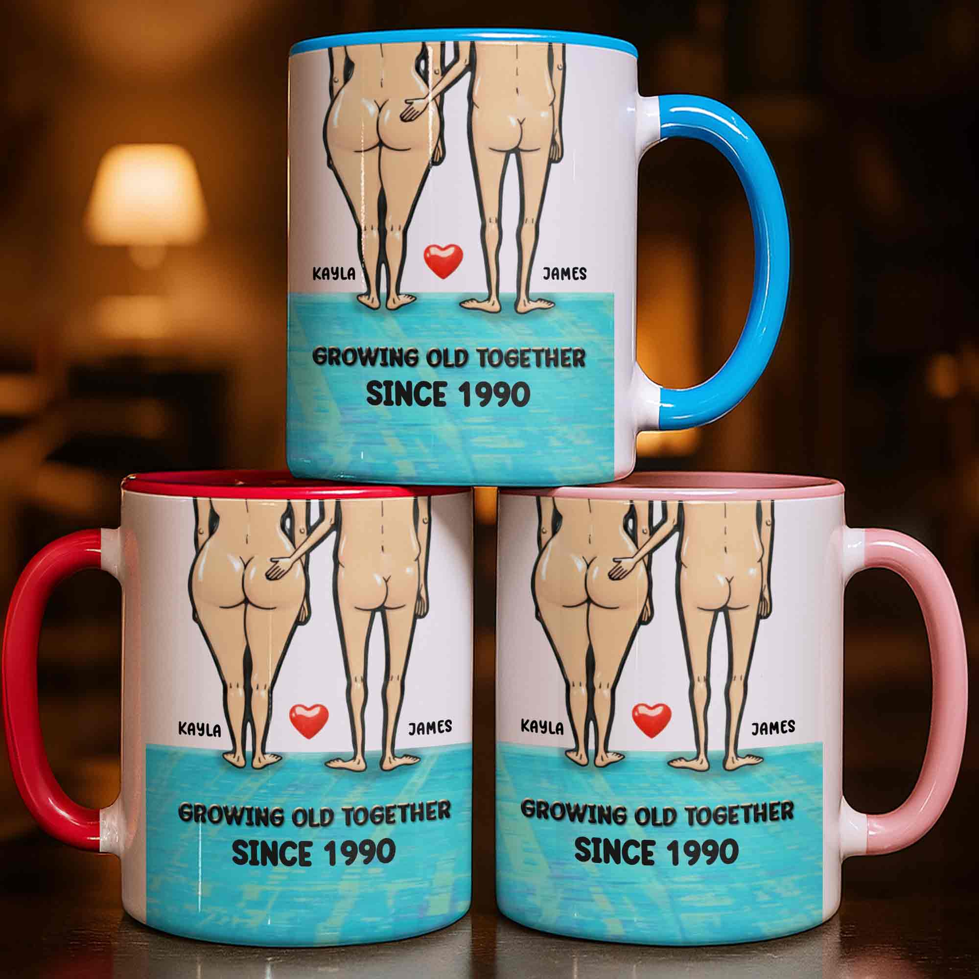 Personalized Growing Old Together Accent Mug Funny Gifts For Couples - Image 3