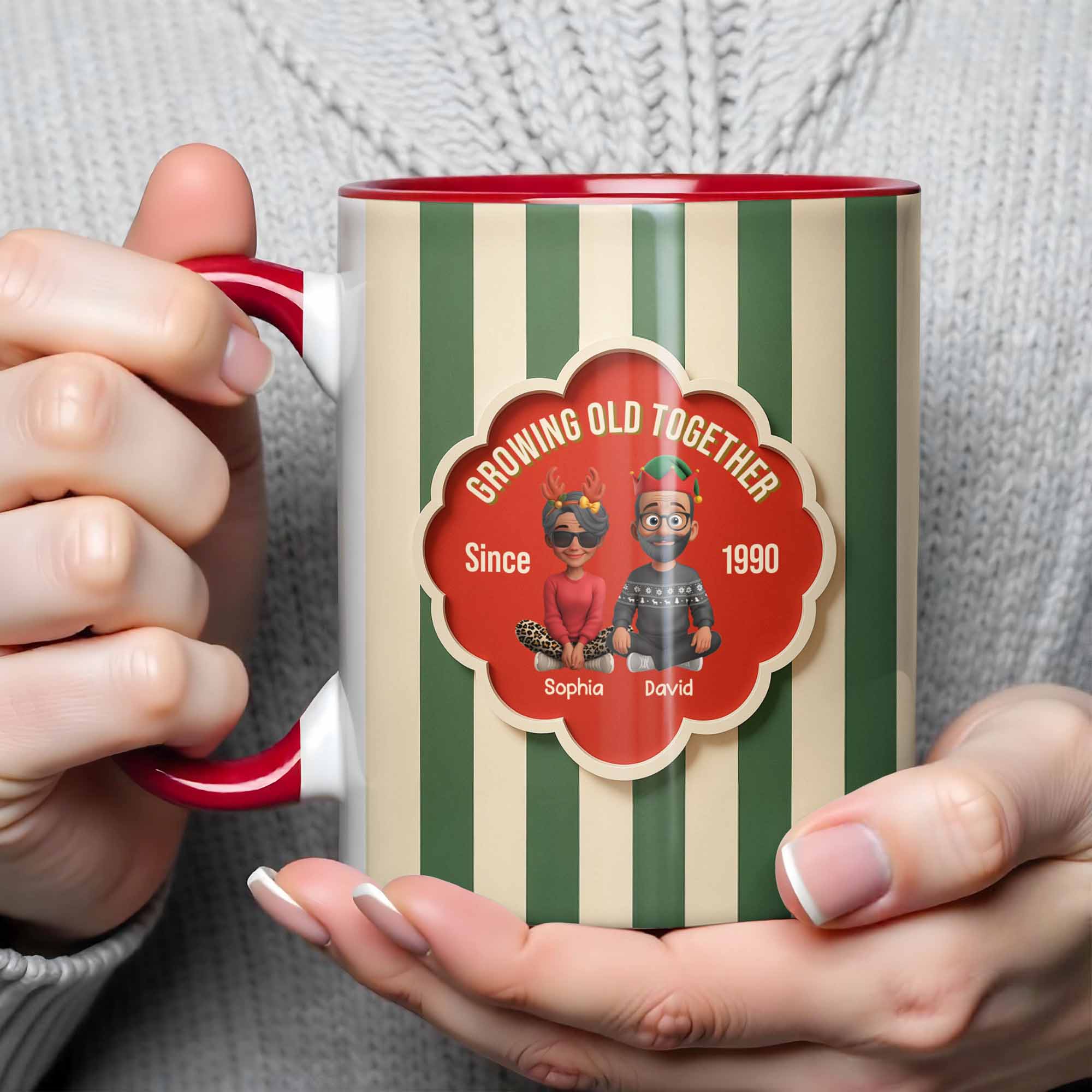Personalized Growing Old Together Accent Mug Merry Christmas Coffee Cup Gifts For Couples - Image 3