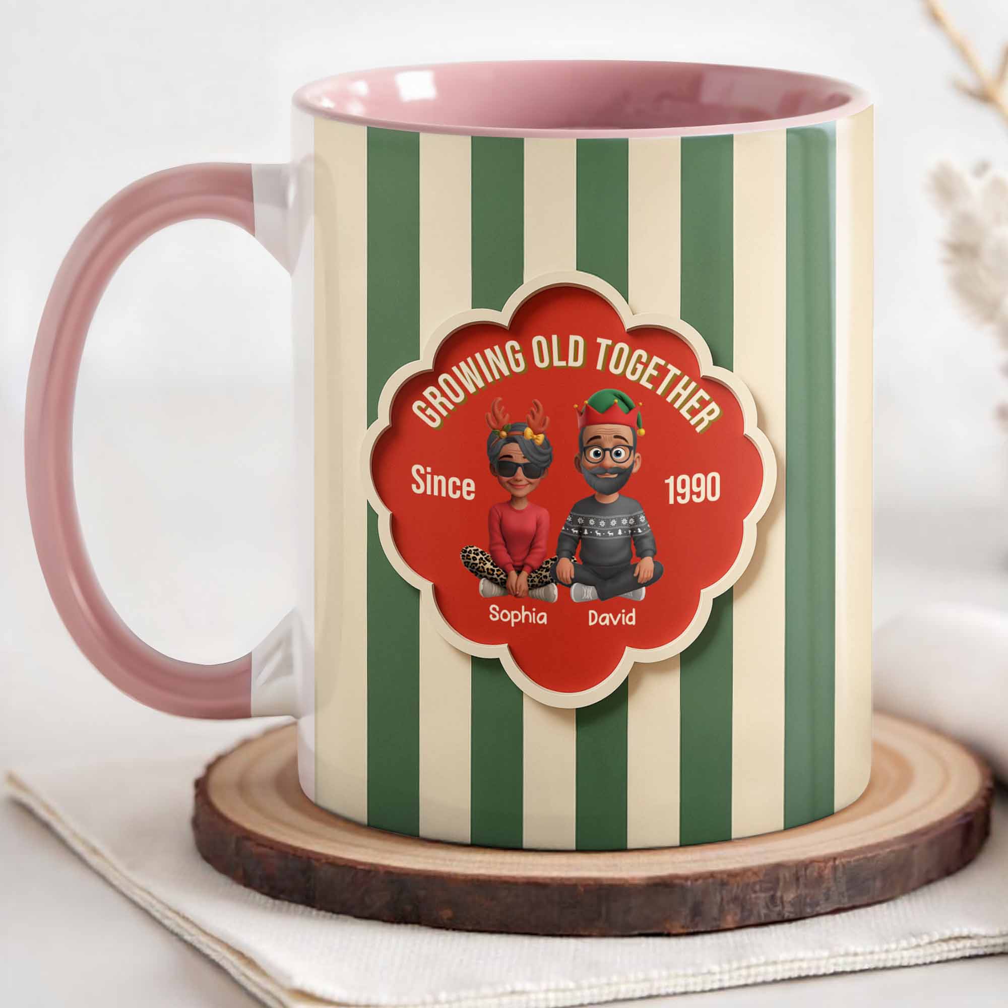 Personalized Growing Old Together Accent Mug Merry Christmas Coffee Cup Gifts For Couples - Image 2