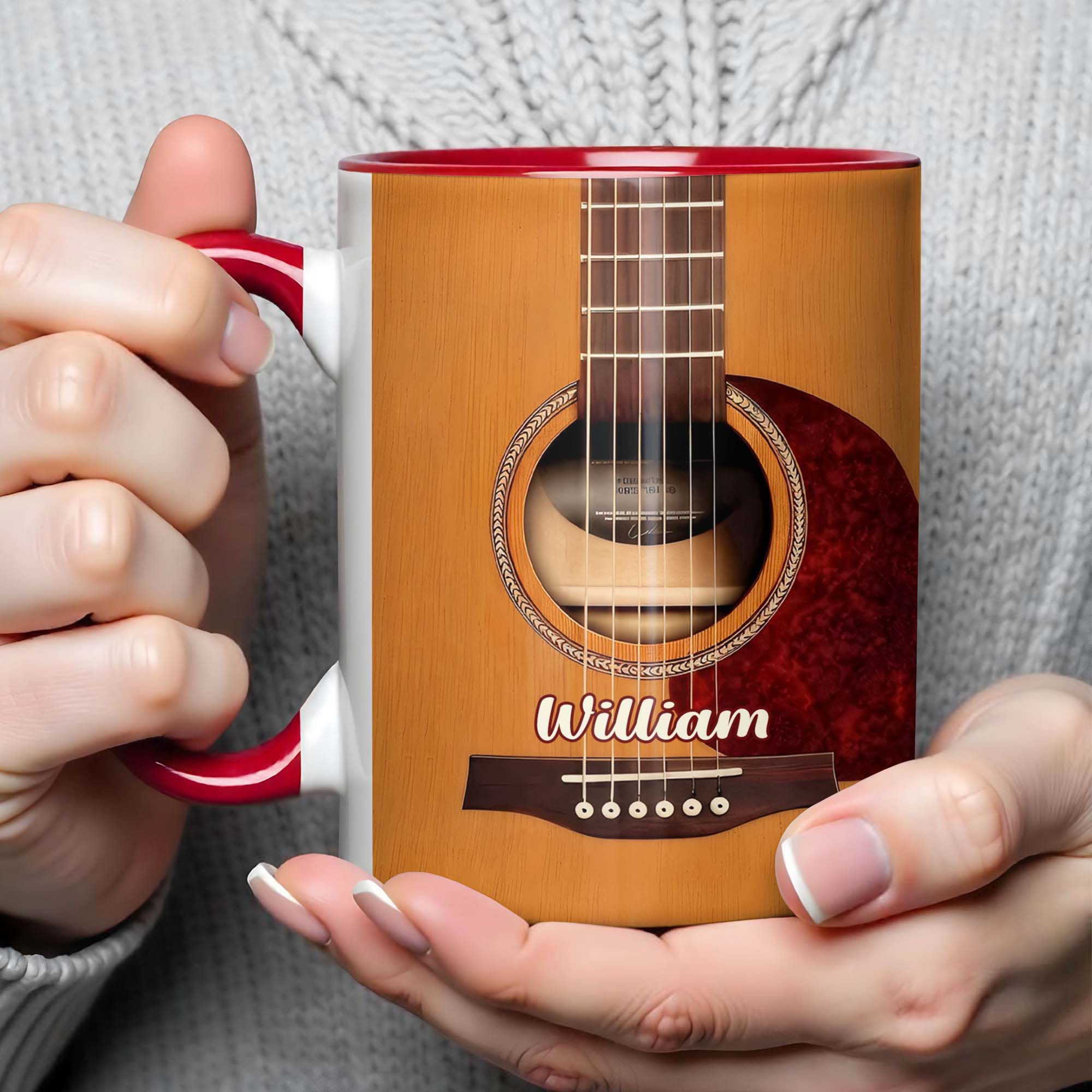 Personalized Guitarist Nutrition Facts Accent Mug Acoustic Guitar Coffee Cup Gift For Musicians - Image 3