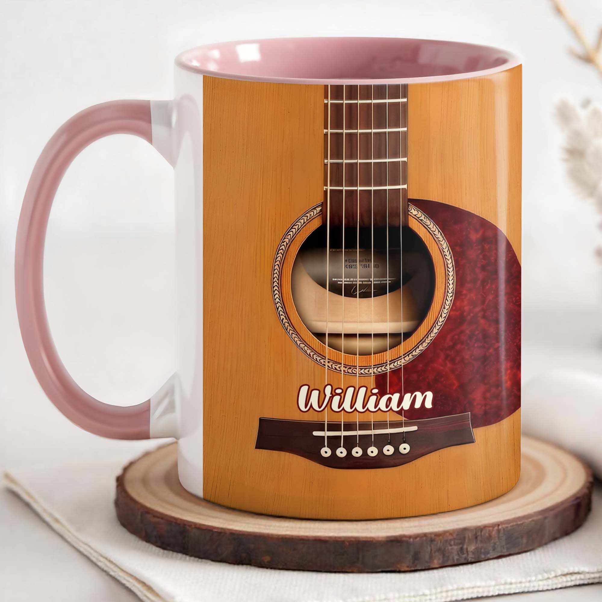 Personalized Guitarist Nutrition Facts Accent Mug Acoustic Guitar Coffee Cup Gift For Musicians - Image 4