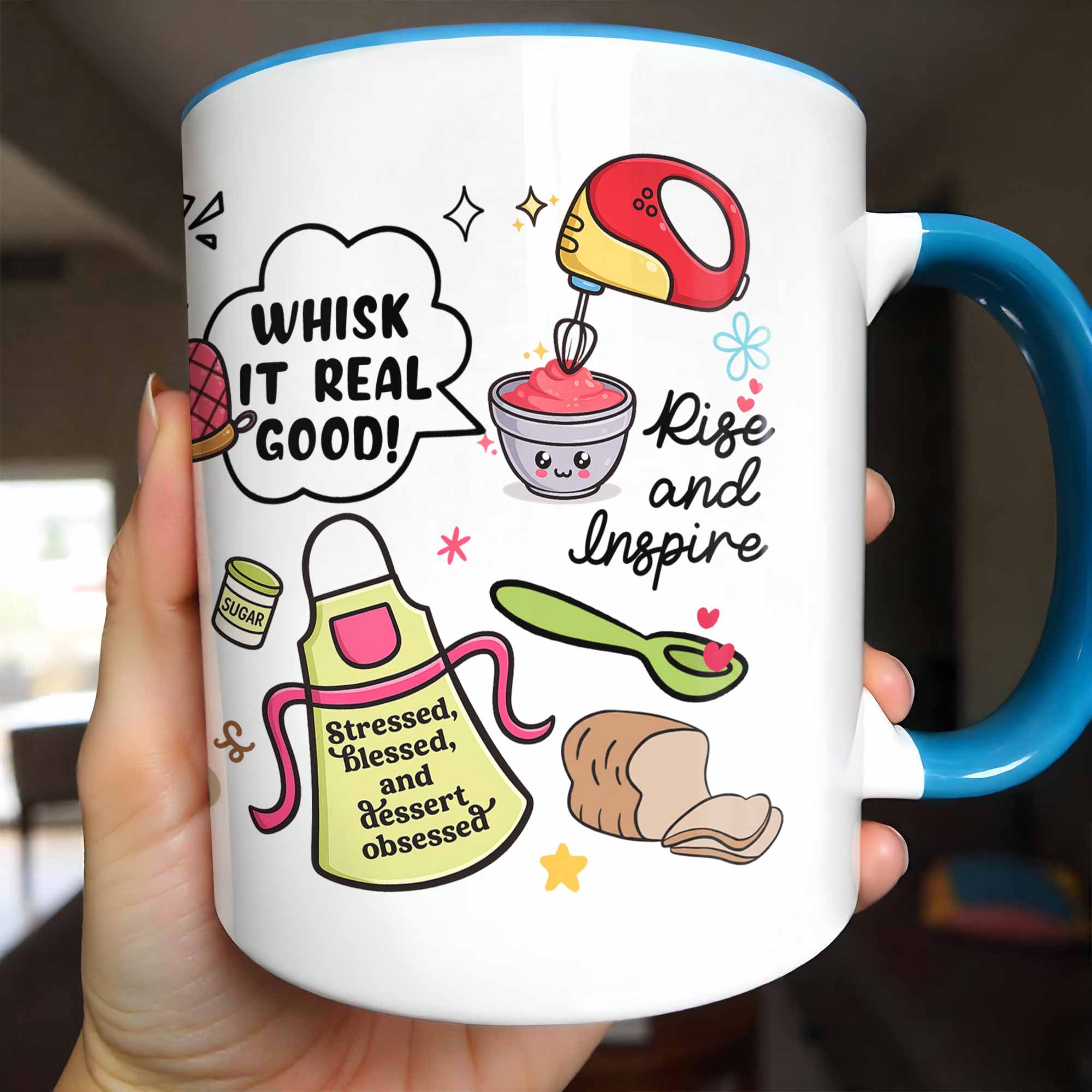 Personalized Happiness Is Homemade Flourish And Conquer Muffin And Recipe Book Accent Mug Gifts - Image 2