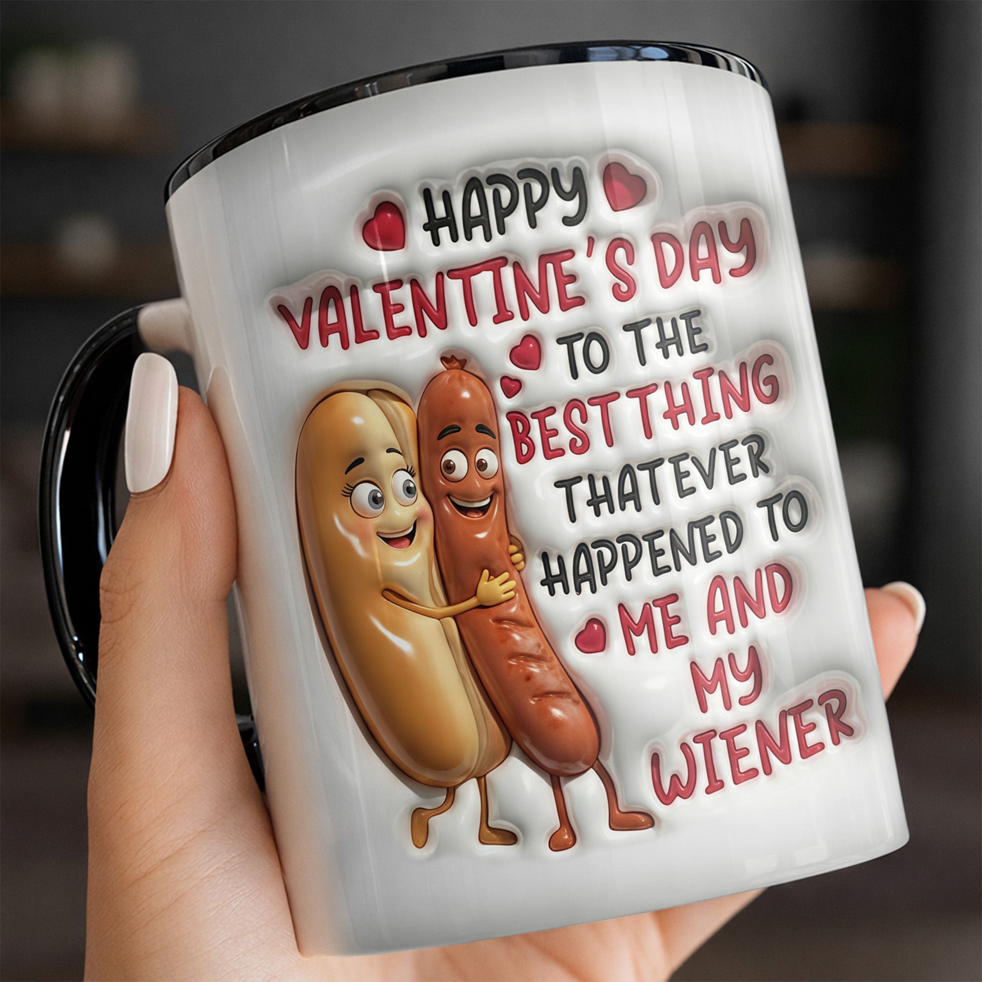 Personalized Happy Valentine's Day Accent Mug Couples Coffee Cup Gifts For Valentine