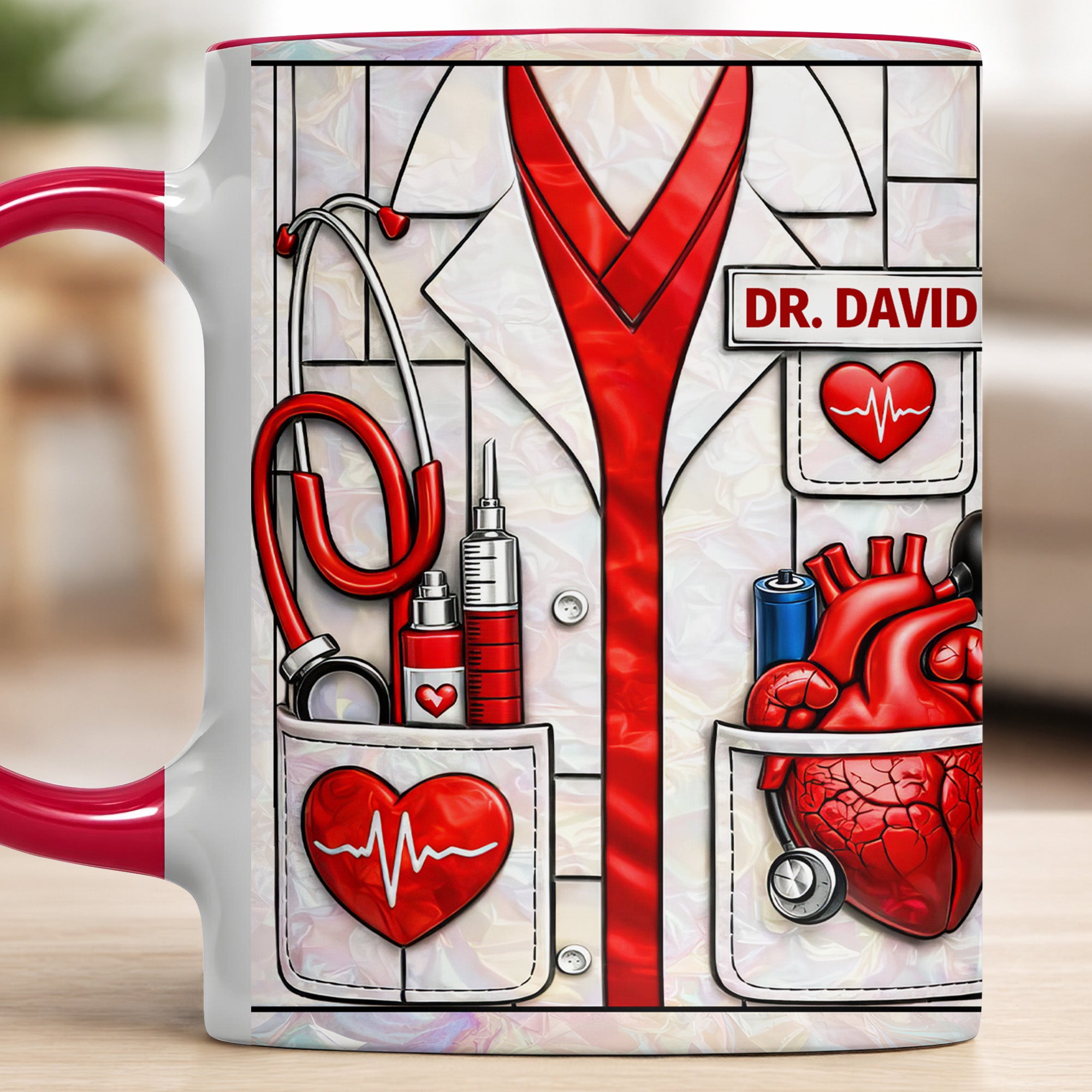 Personalized Healthcare With Iconic Medical Symbols Accent Mug Present For Doctor - Image 5
