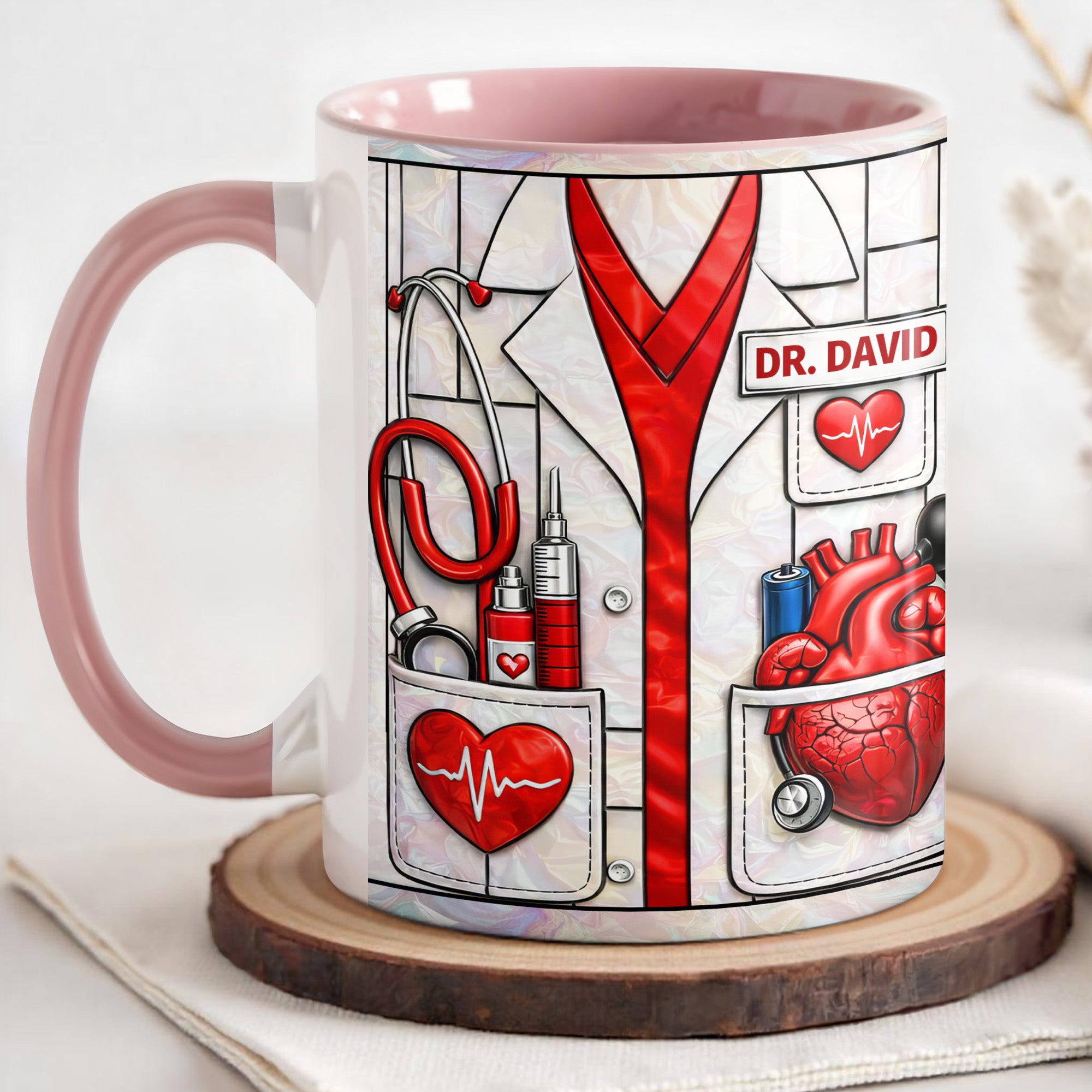 Personalized Healthcare With Iconic Medical Symbols Accent Mug Present For Doctor - Image 3