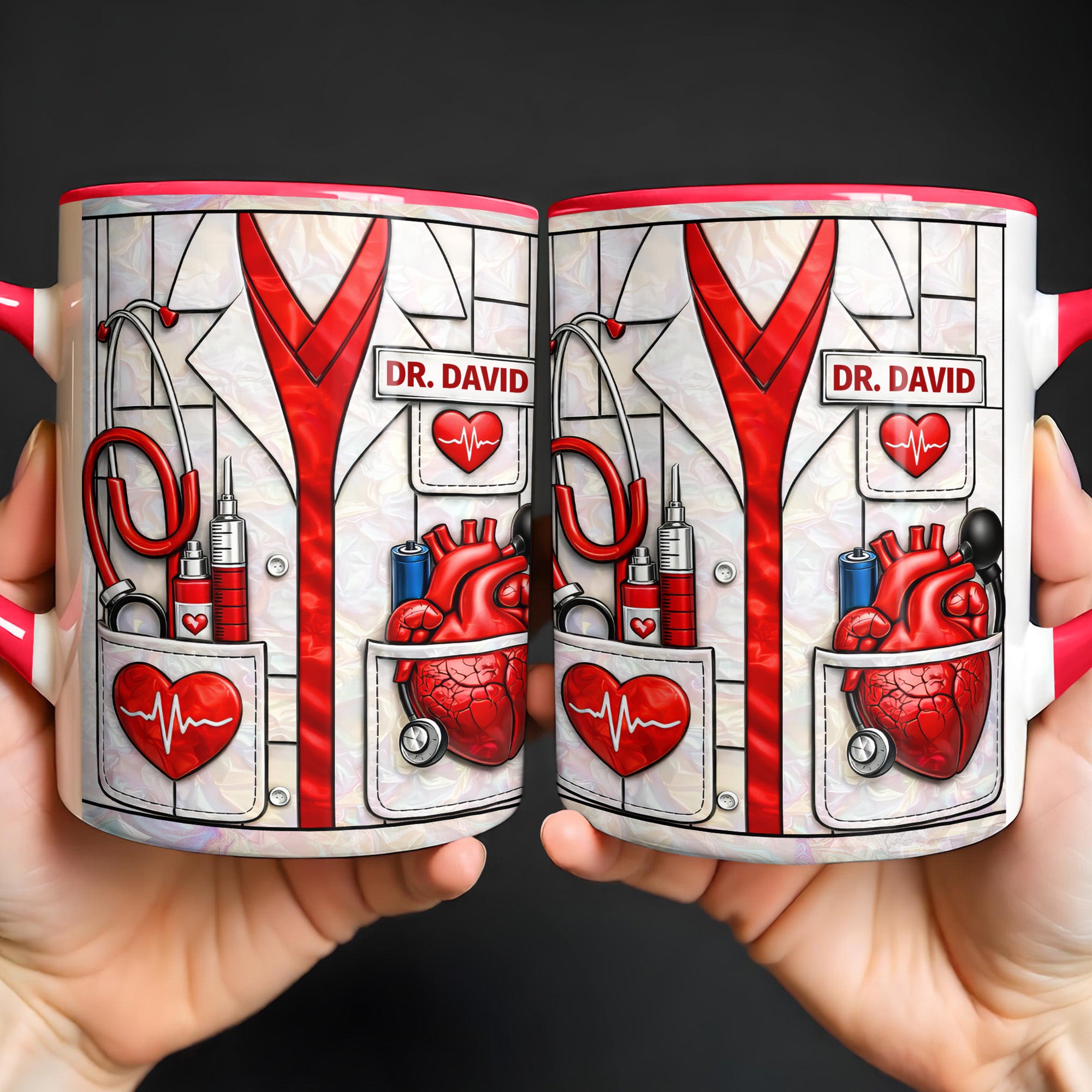Personalized Healthcare With Iconic Medical Symbols Accent Mug Present For Doctor - Image 7