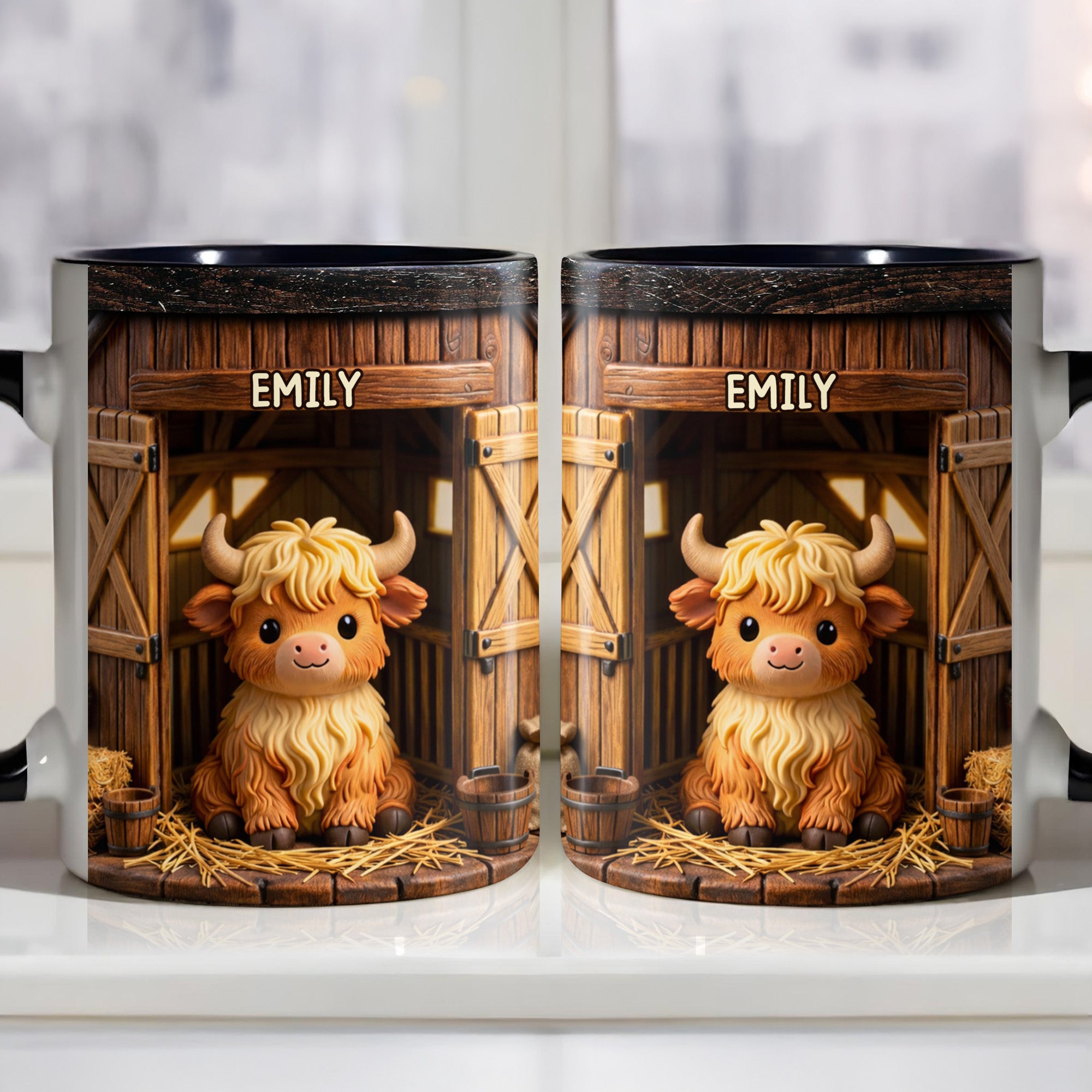 Personalized Highland Cow In Barn Accent Mug Highland Cow Lovers Gifts For Farmers - Image 4