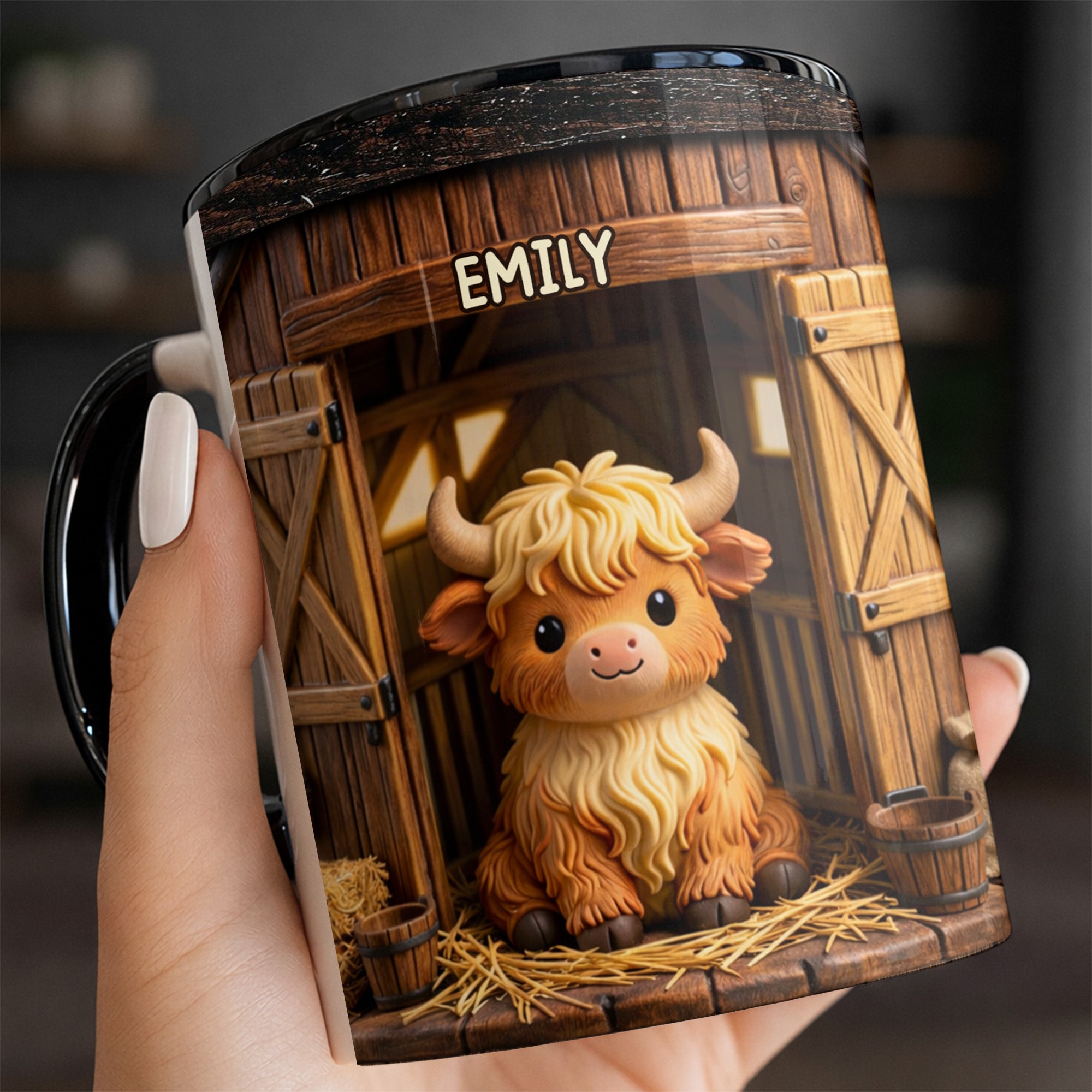 Personalized Highland Cow In Barn Accent Mug Highland Cow Lovers Gifts For Farmers - Image 6