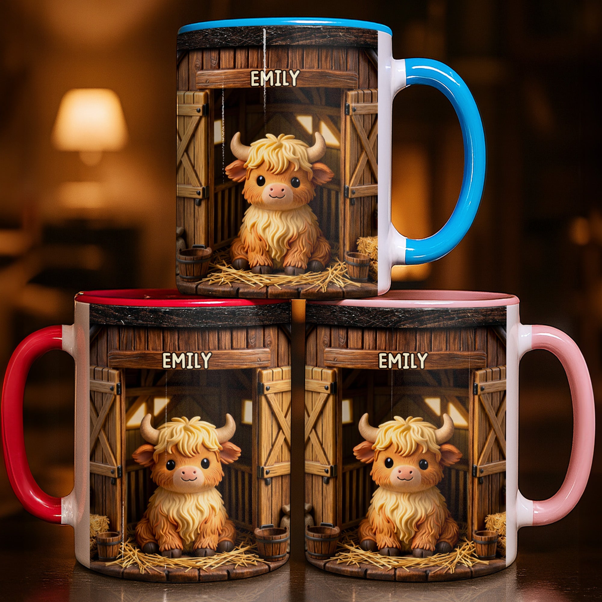 Personalized Highland Cow In Barn Accent Mug Highland Cow Lovers Gifts For Farmers - Image 2