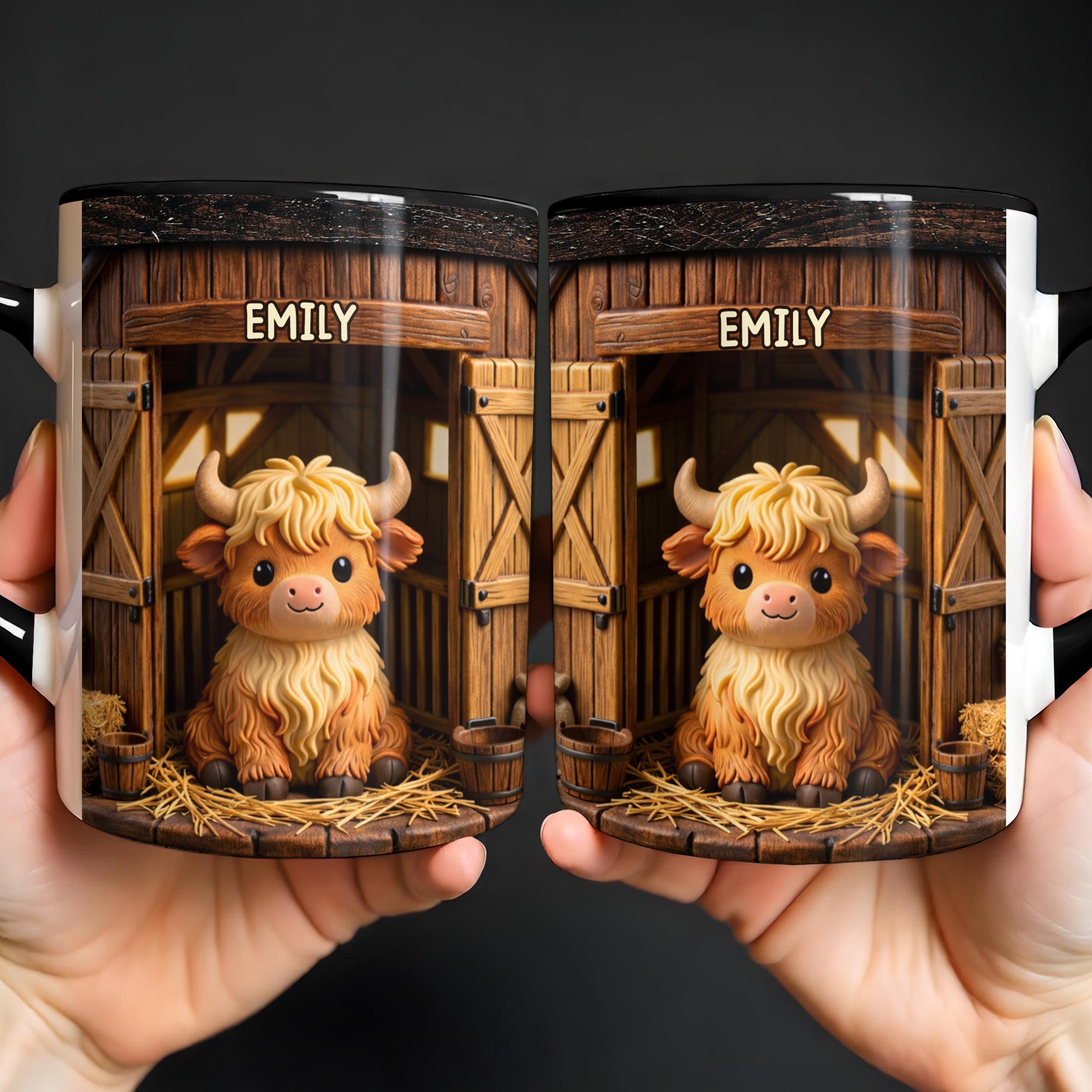 Personalized Highland Cow In Barn Accent Mug Highland Cow Lovers Gifts For Farmers - Image 5