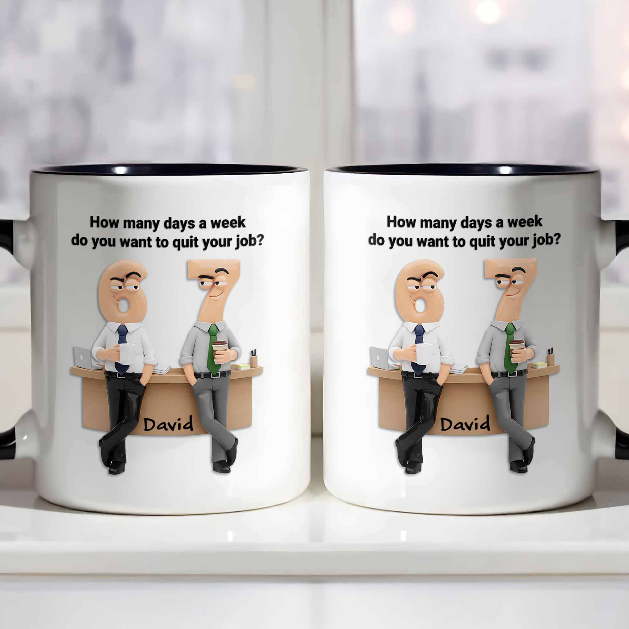 Personalized How Many Days A Week Do You Want To Quit Your Job Accent Mug Gifts For Coworker - Image 2