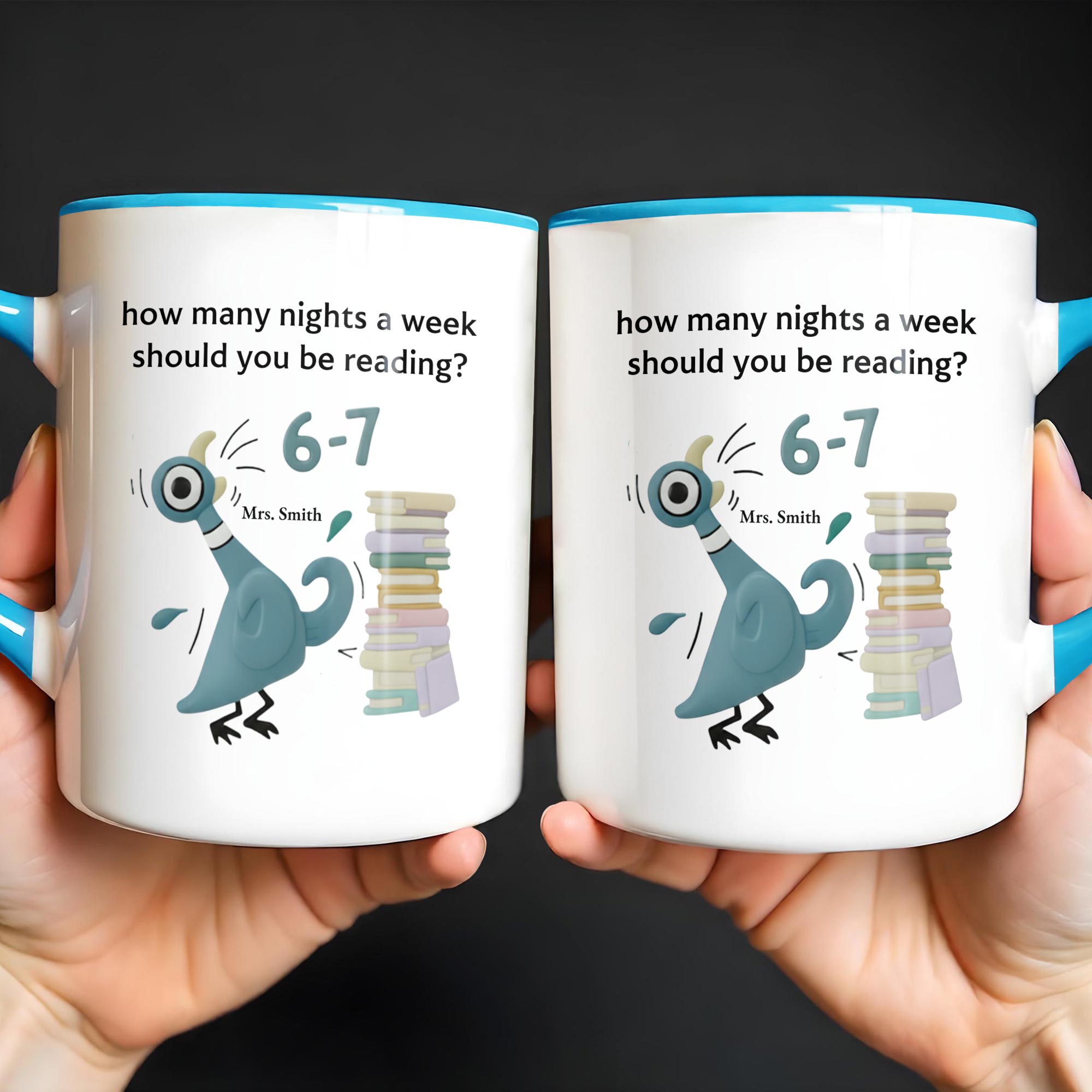 Personalized How Many Nights A Week Should You Be Reading 6 7 Accent Mug Funny Gift For Bookish - Image 7
