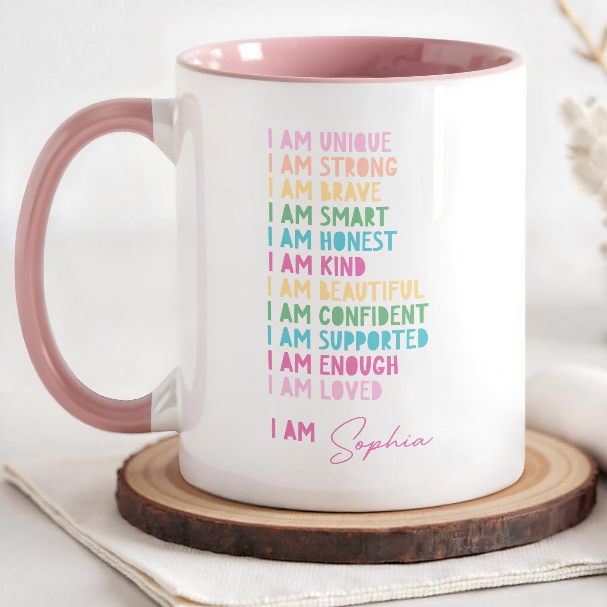 Personalized I Am Unique I Am Strong Inspirational Words Accent Mug Birthday Gifts Ideas - Image 3