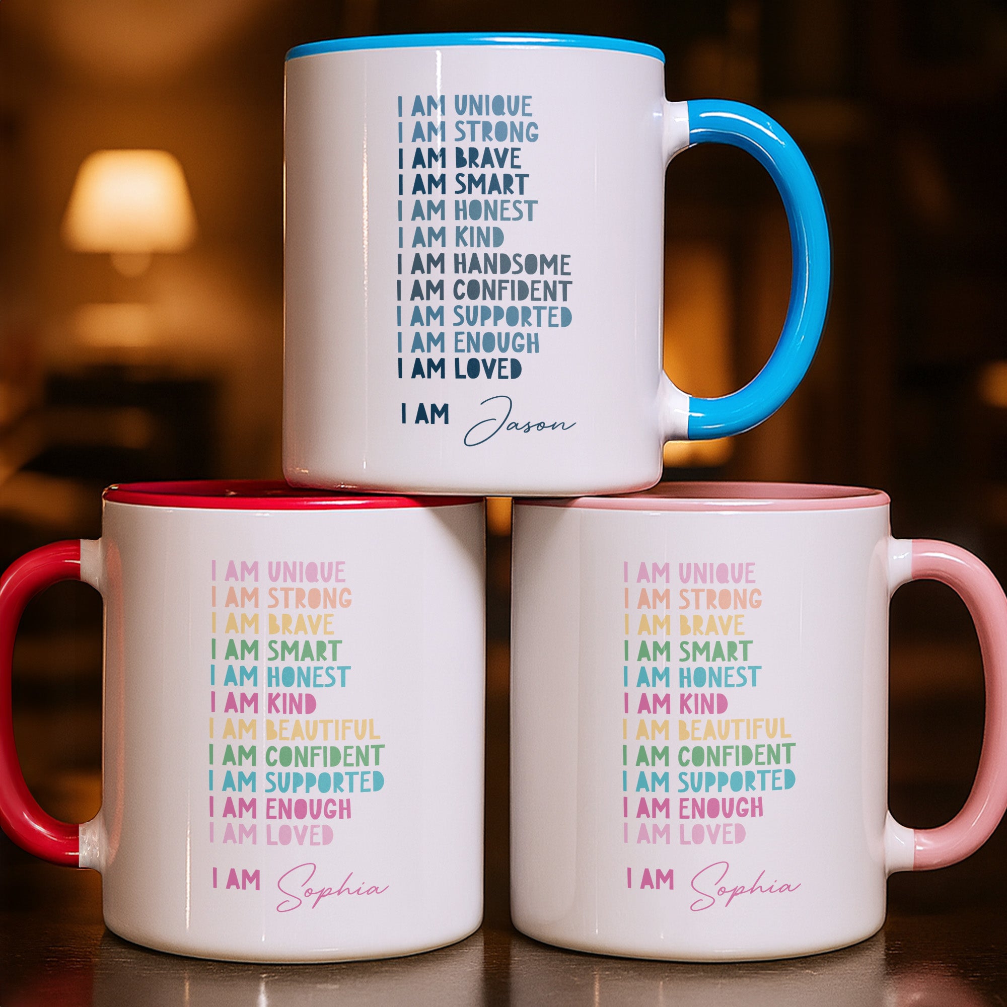 Personalized I Am Unique I Am Strong Inspirational Words Accent Mug Birthday Gifts Ideas - Image 2